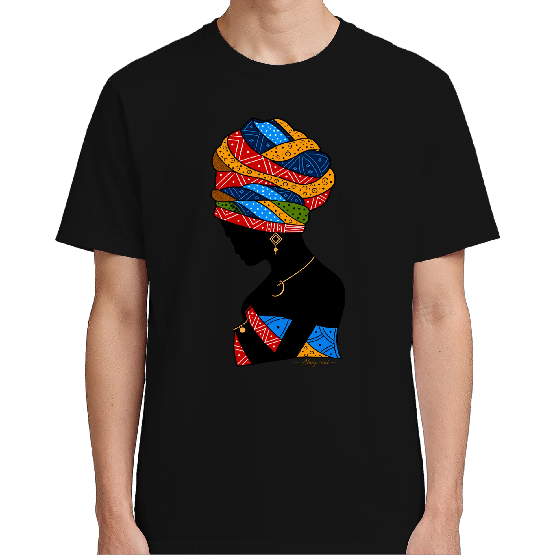 Camiseta Mulher com Turbante Colorido 100% Algodão - Imagem 4