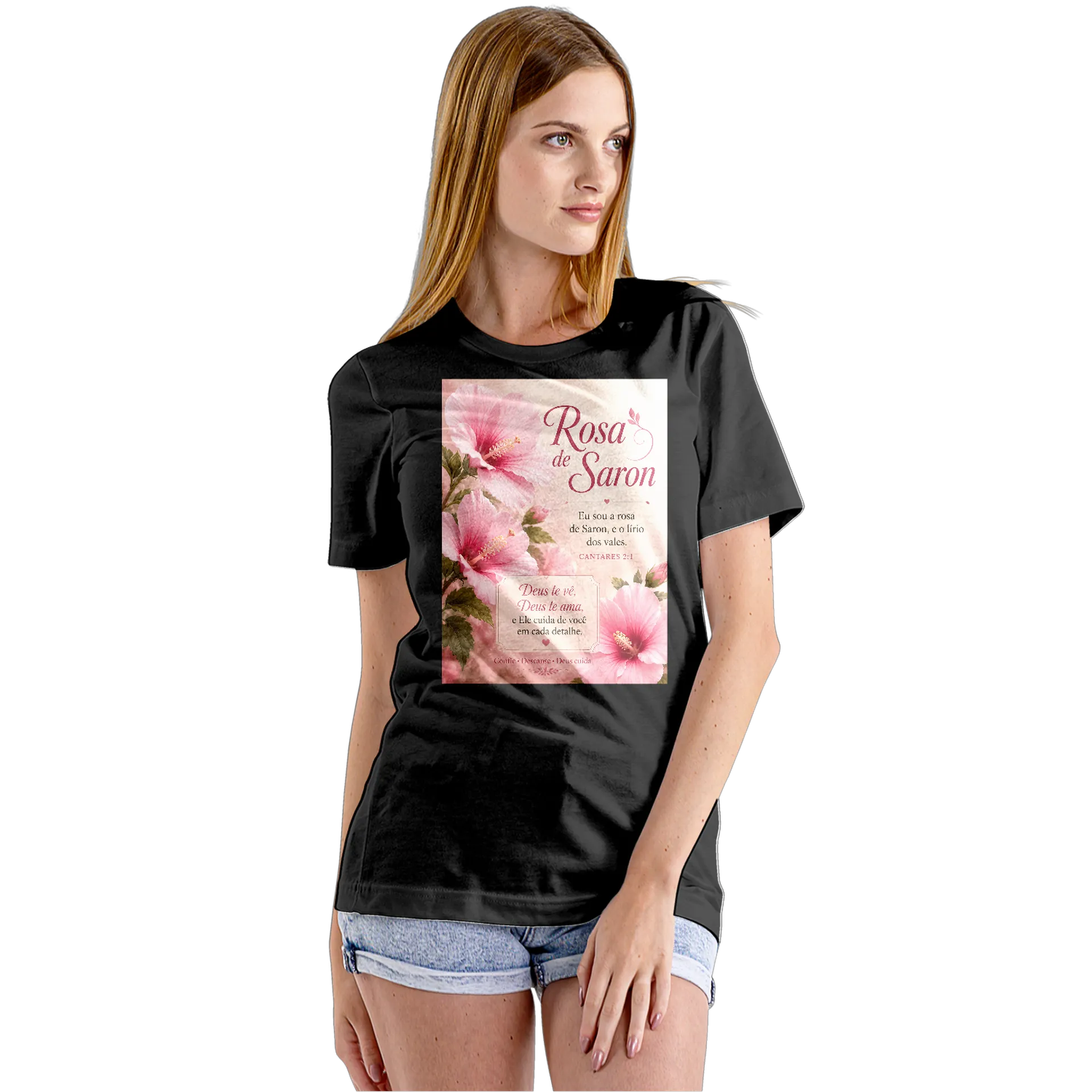 Camiseta Babylook Rosa de Saron 100% Algodão - Imagem 5