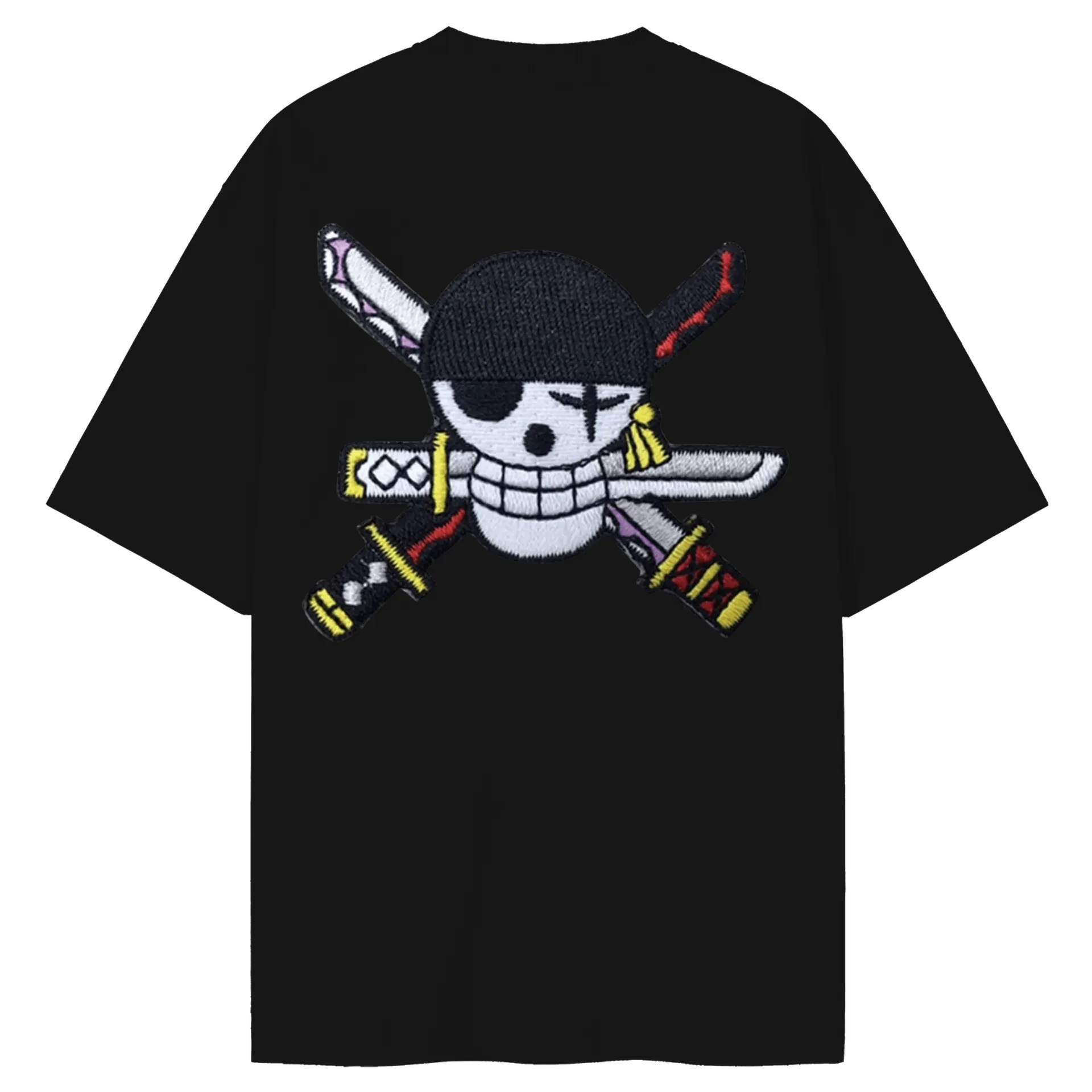 Camiseta Oversized Caveira Pirata com Espadas Coloridas - Imagem 2