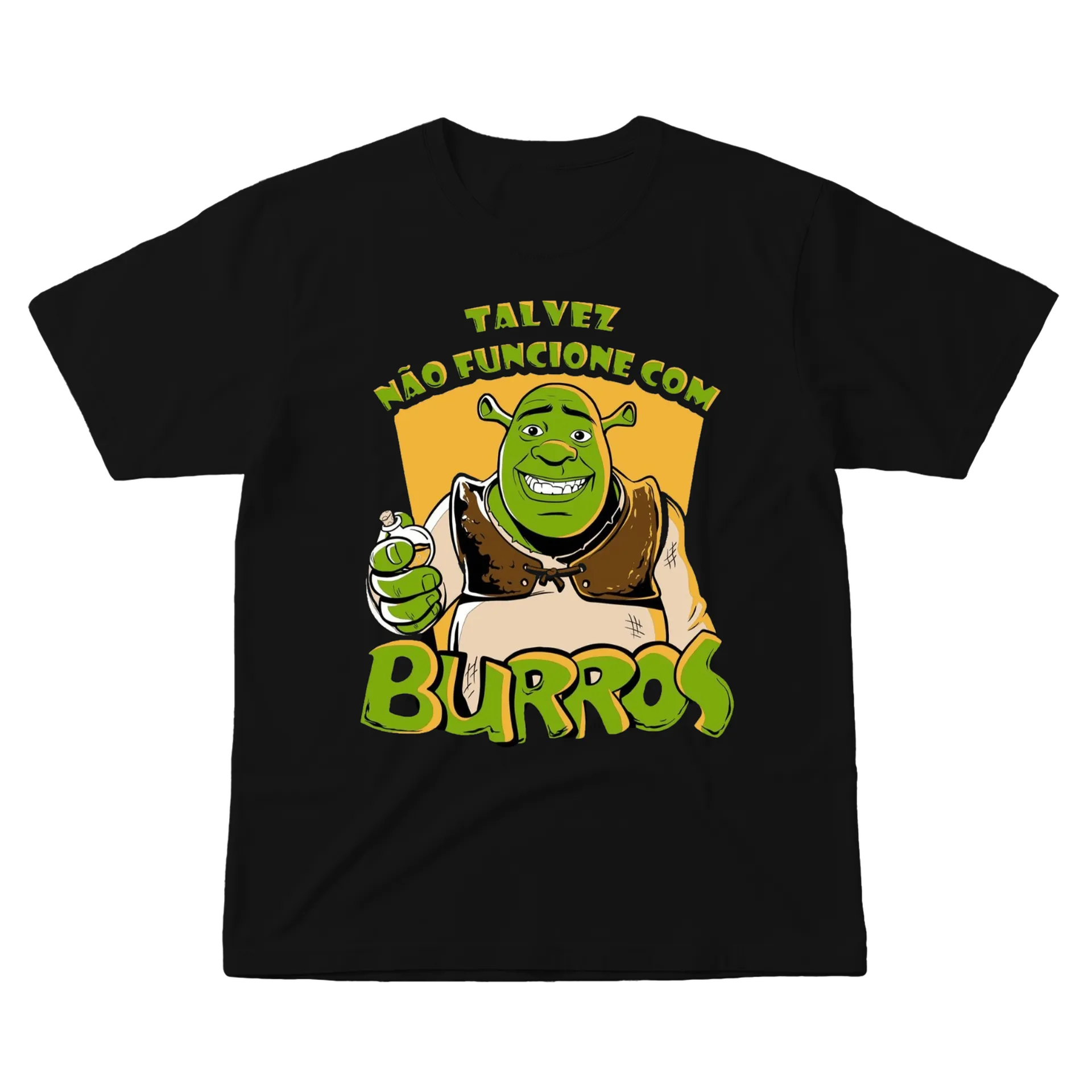 Camiseta Estampa Shrek Não Funcione com Burros 100% Algodão - Imagem 1