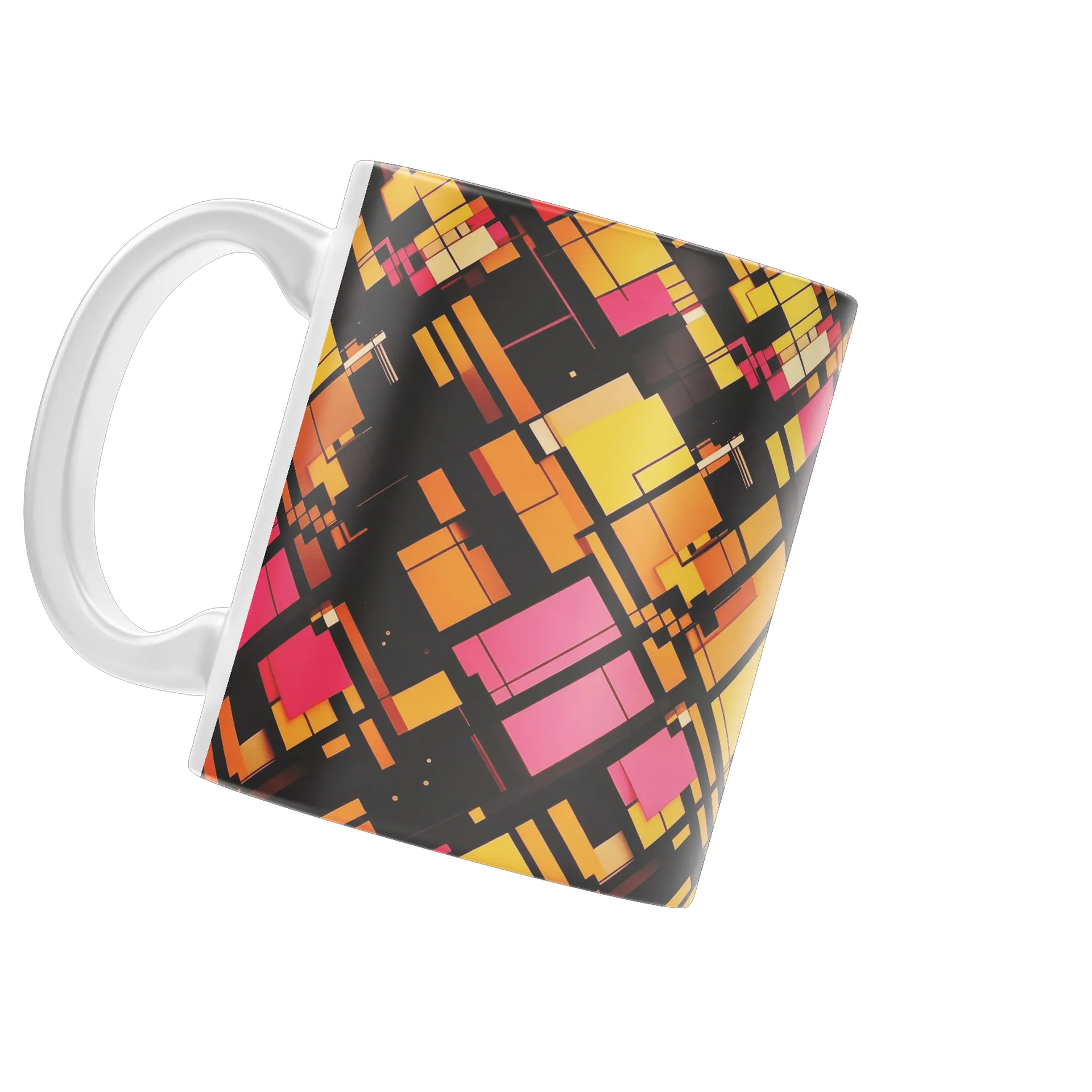 Caneca Porcelana Geometria Laranja Rosa 325ml - Imagem 3