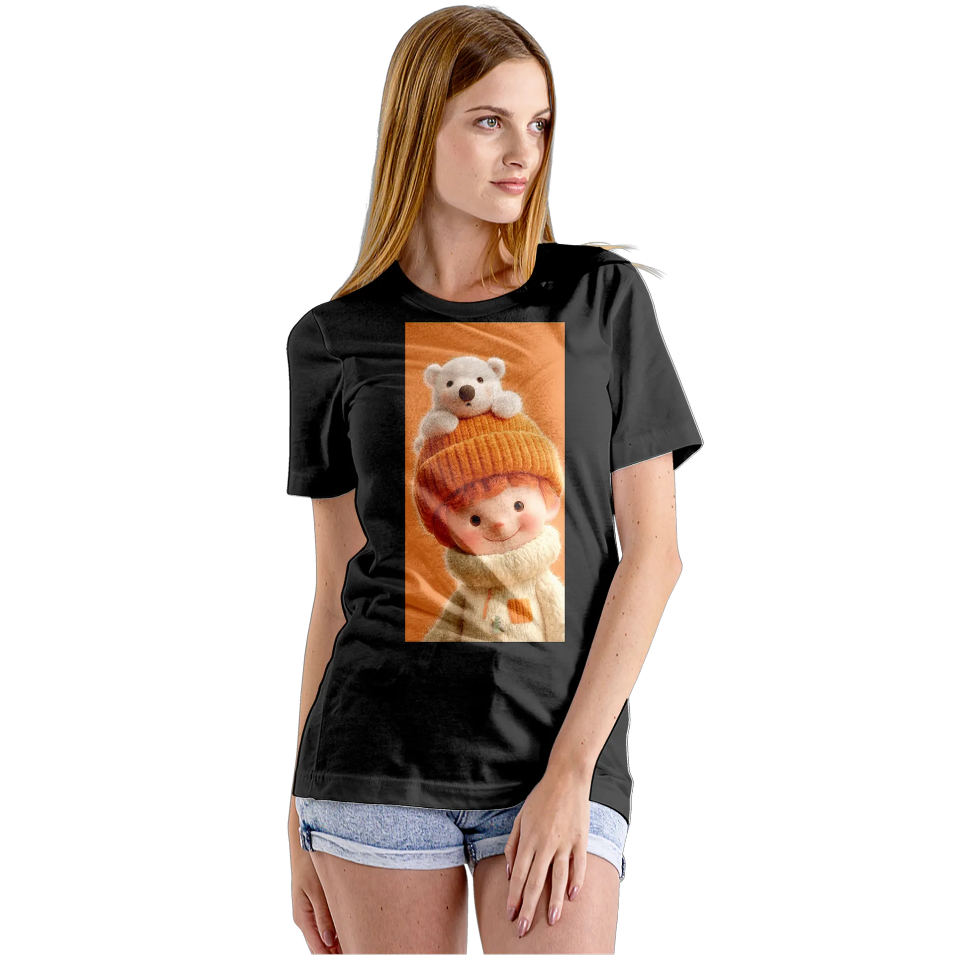 Camiseta Babylook Boneco com Urso de Pelúcia 100% Algodão - Imagem 5
