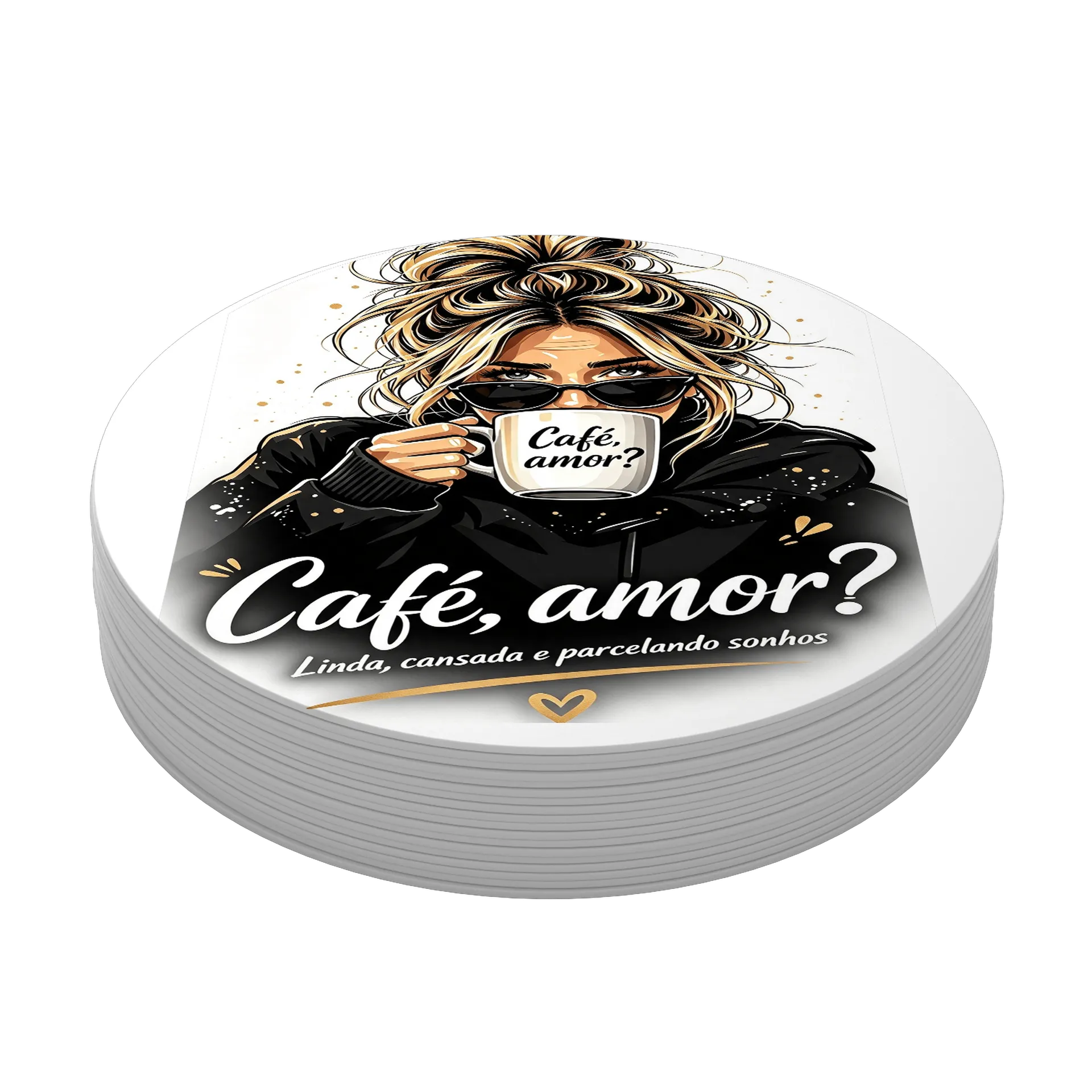 Porta-copos personalizado Café, Amor? de Graciele Rosa  — imagem 3 de 3