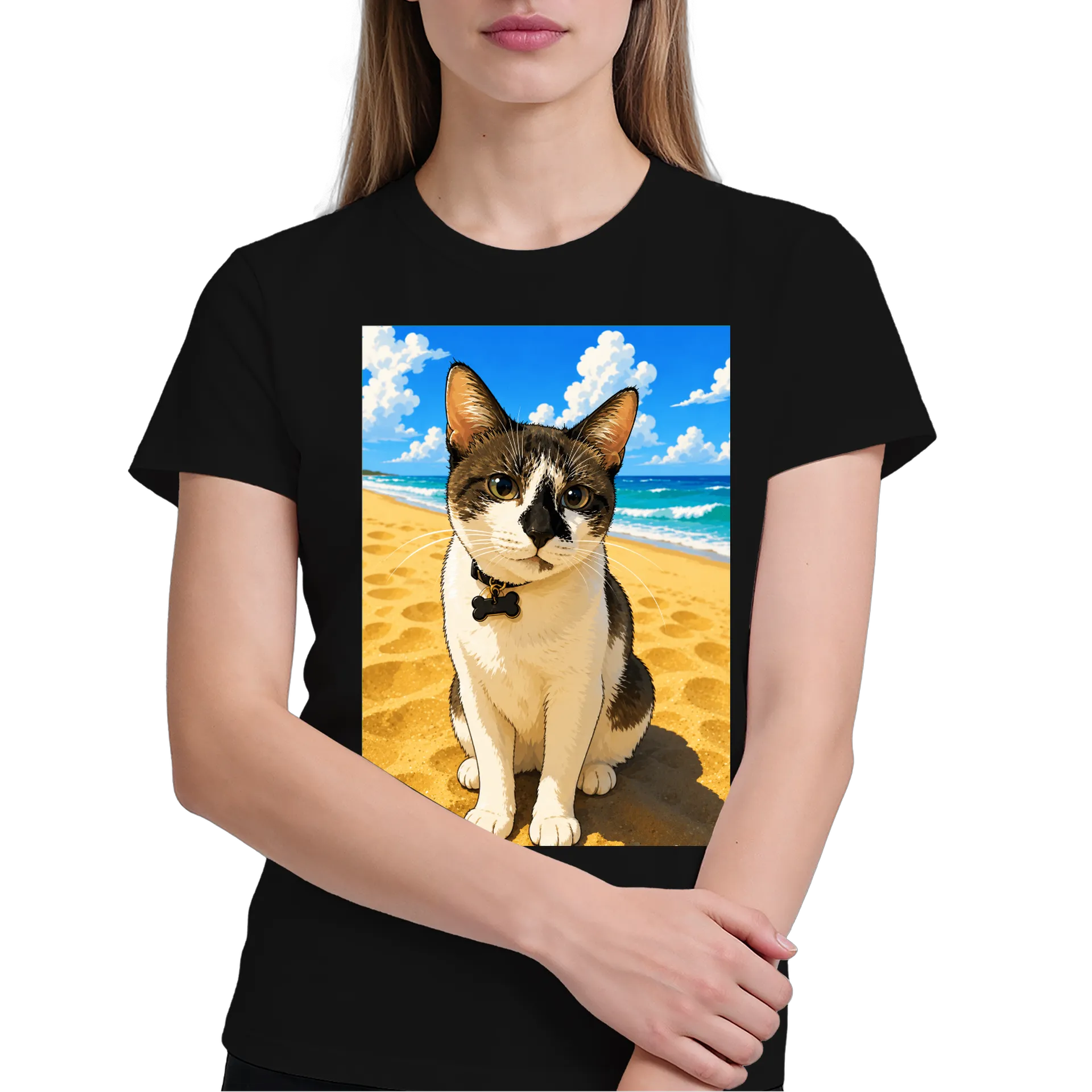 Camiseta gato na praia - Imagem 4
