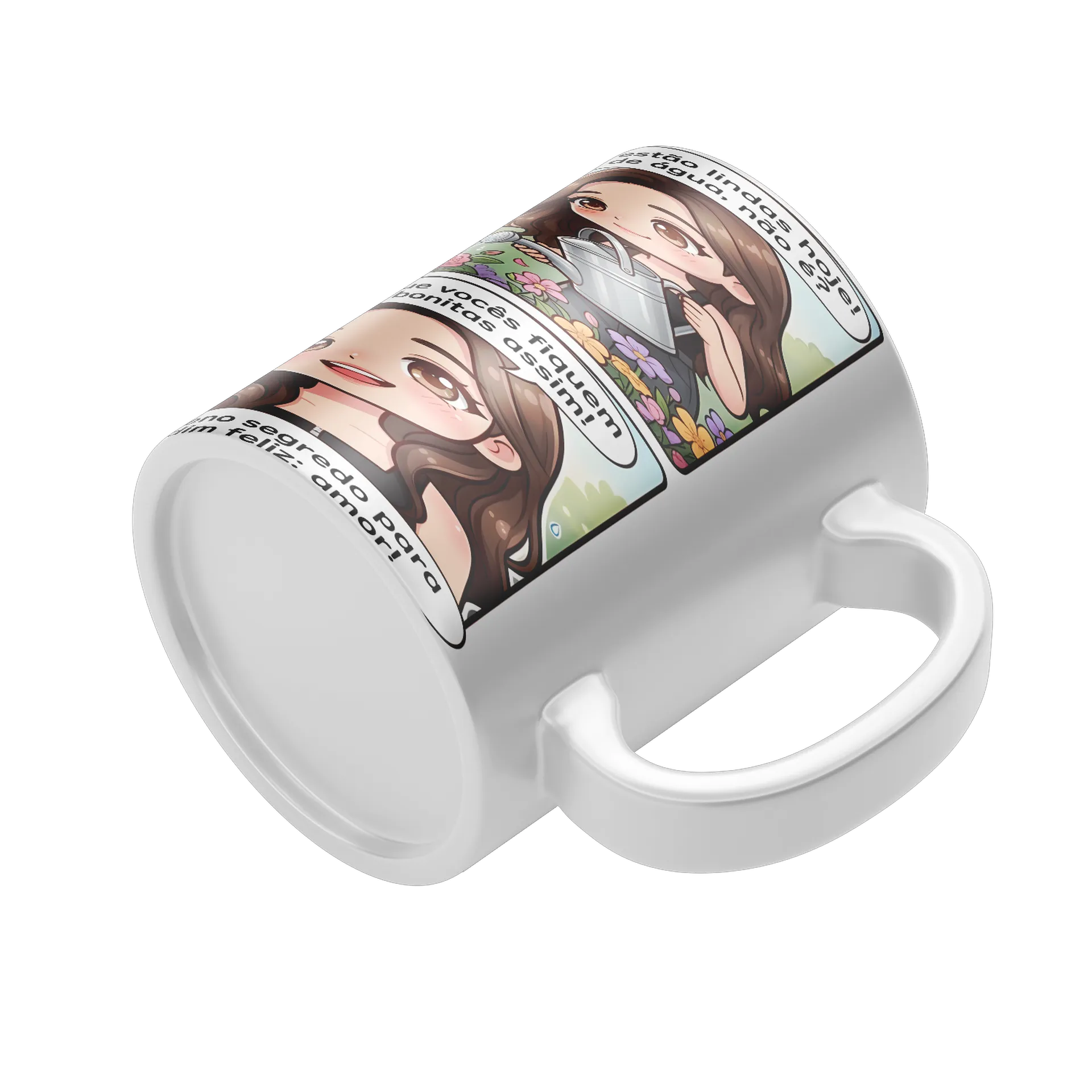 Caneca Porcelana Ilustração Jardim e Regador 325ml - Imagem 3