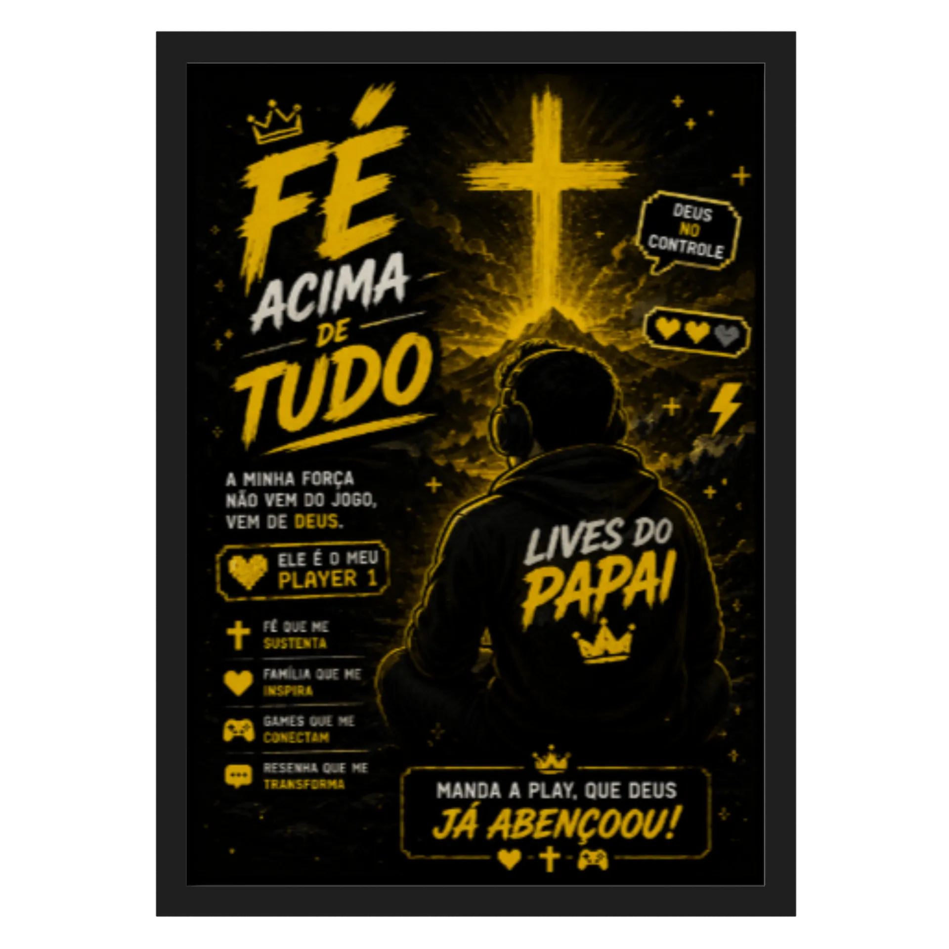 Quadro Fé Acima de Tudo A3 MDF e Vidro - Imagem 1