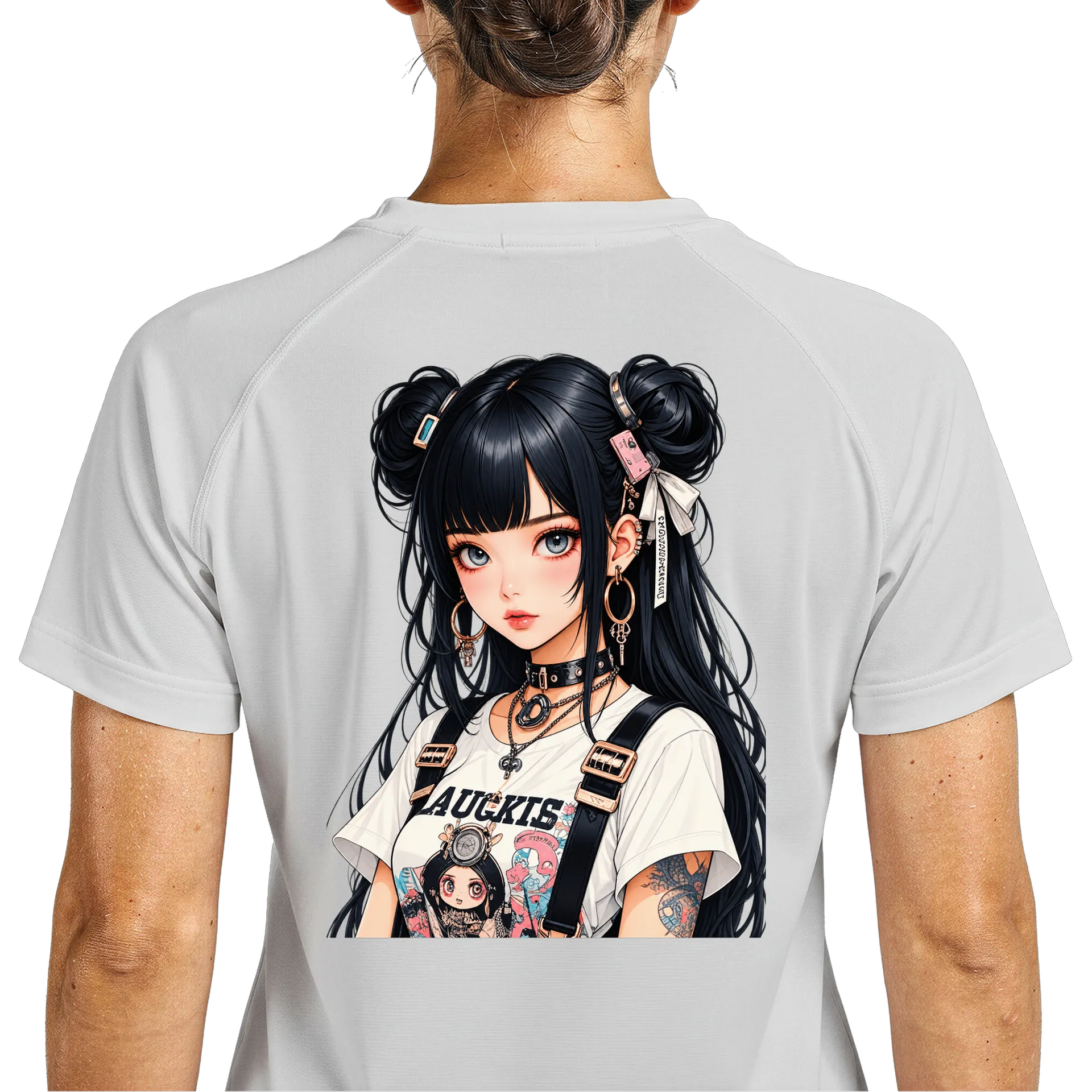 Camiseta Dry Fit Estampa Anime Garota de Cabelo Preto - Imagem 5