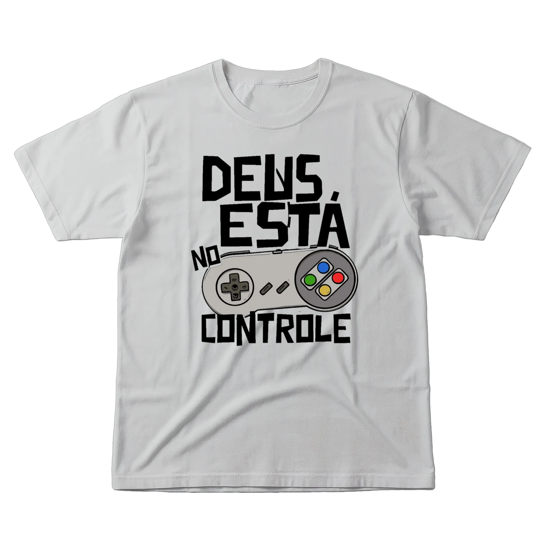 Camiseta Controle de Videogame Deus Está 100% Algodão - Imagem 1