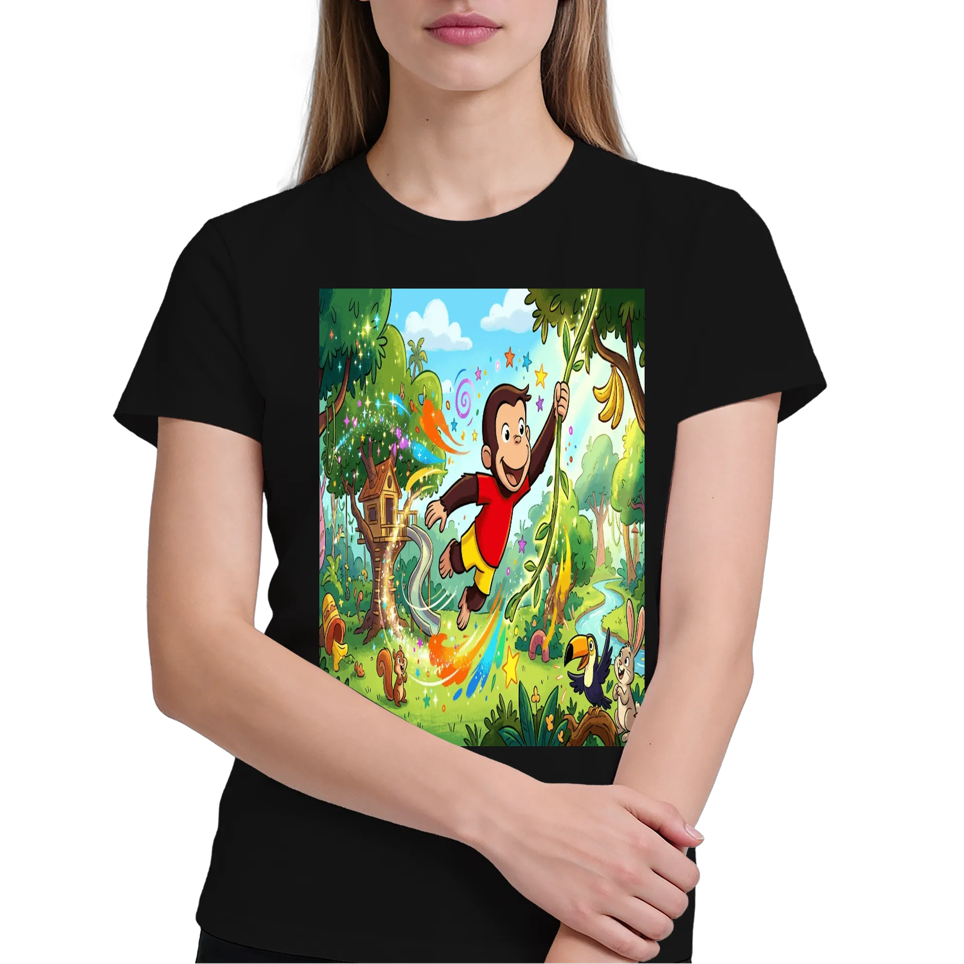 Camiseta Macaco George na Floresta 100% Algodão - Imagem 3