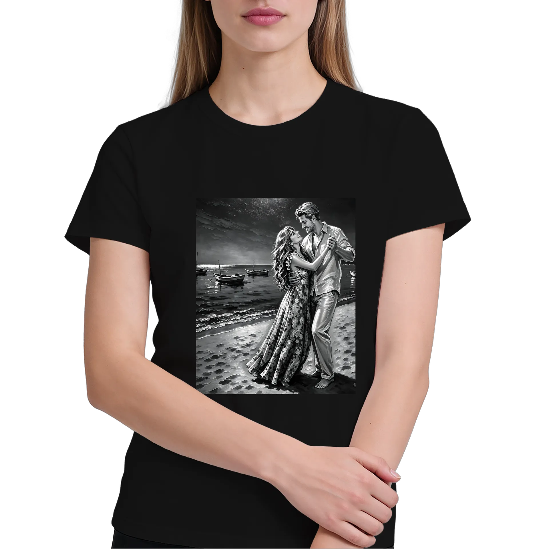 Camiseta Dança na Praia Preto 100% Algodão - Imagem 3