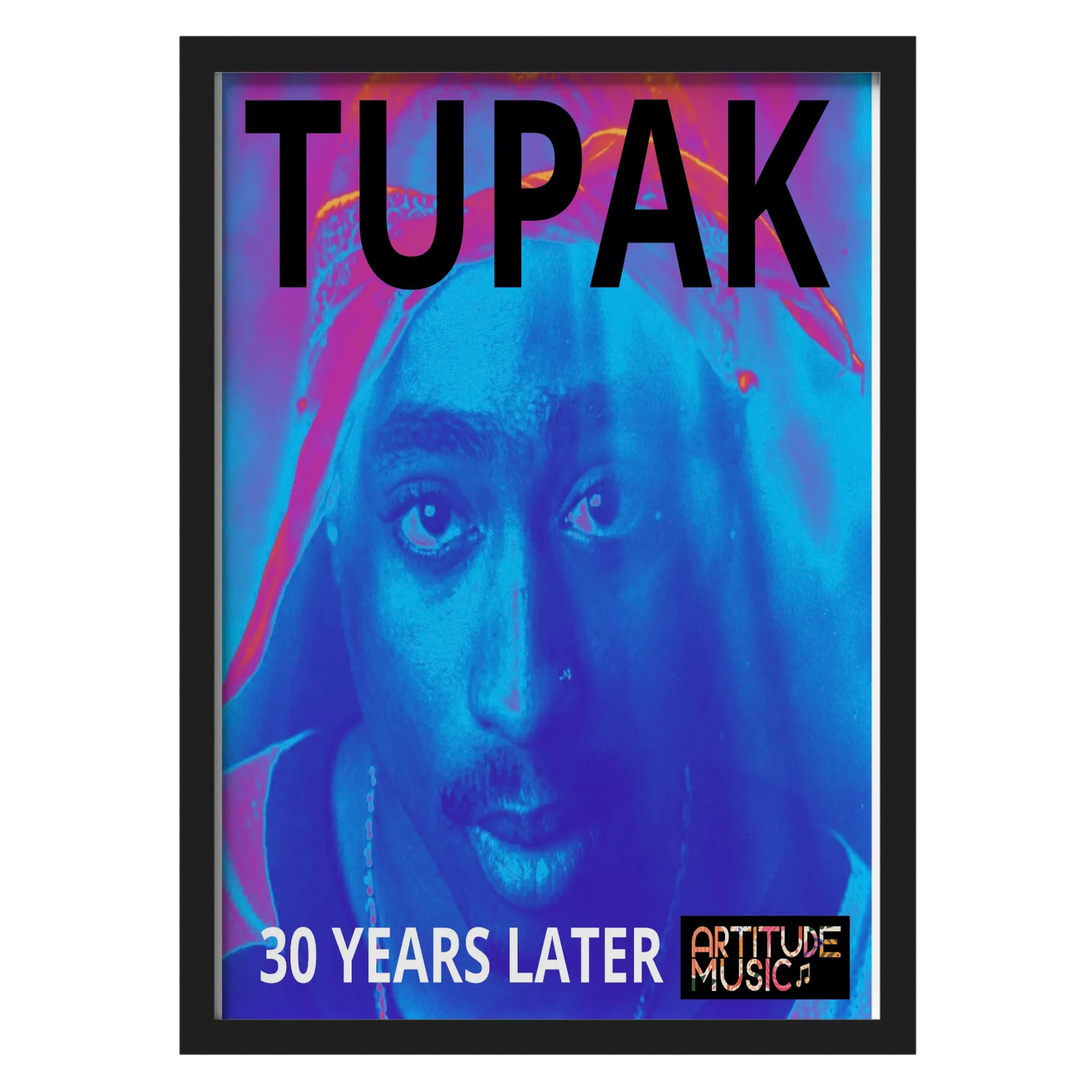 Quadro Retrato TUPAK 30 Years Later Arte Neon A3 - Imagem 1