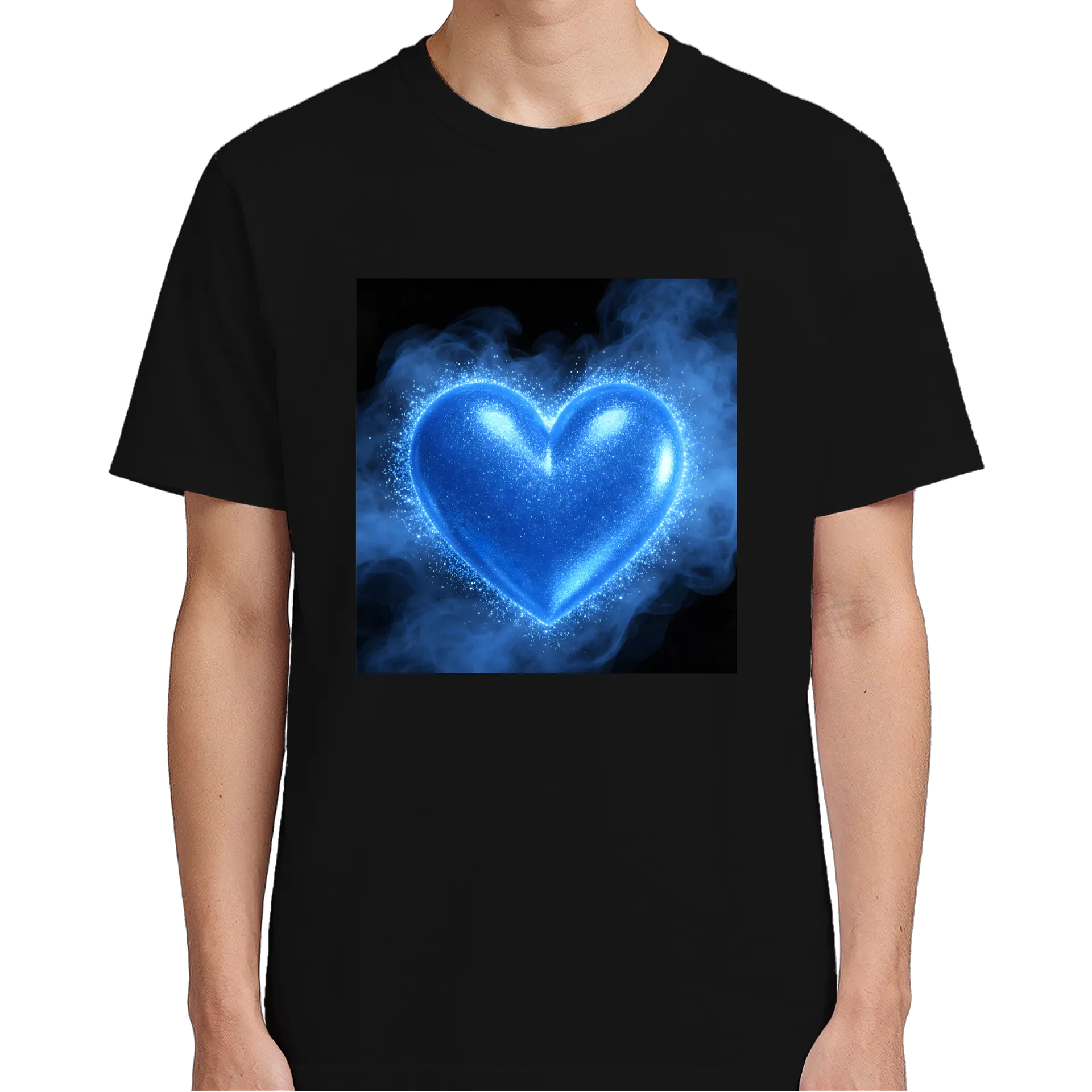 Camiseta Chama-estampa Coração Azul 100% Algodão - Imagem 4