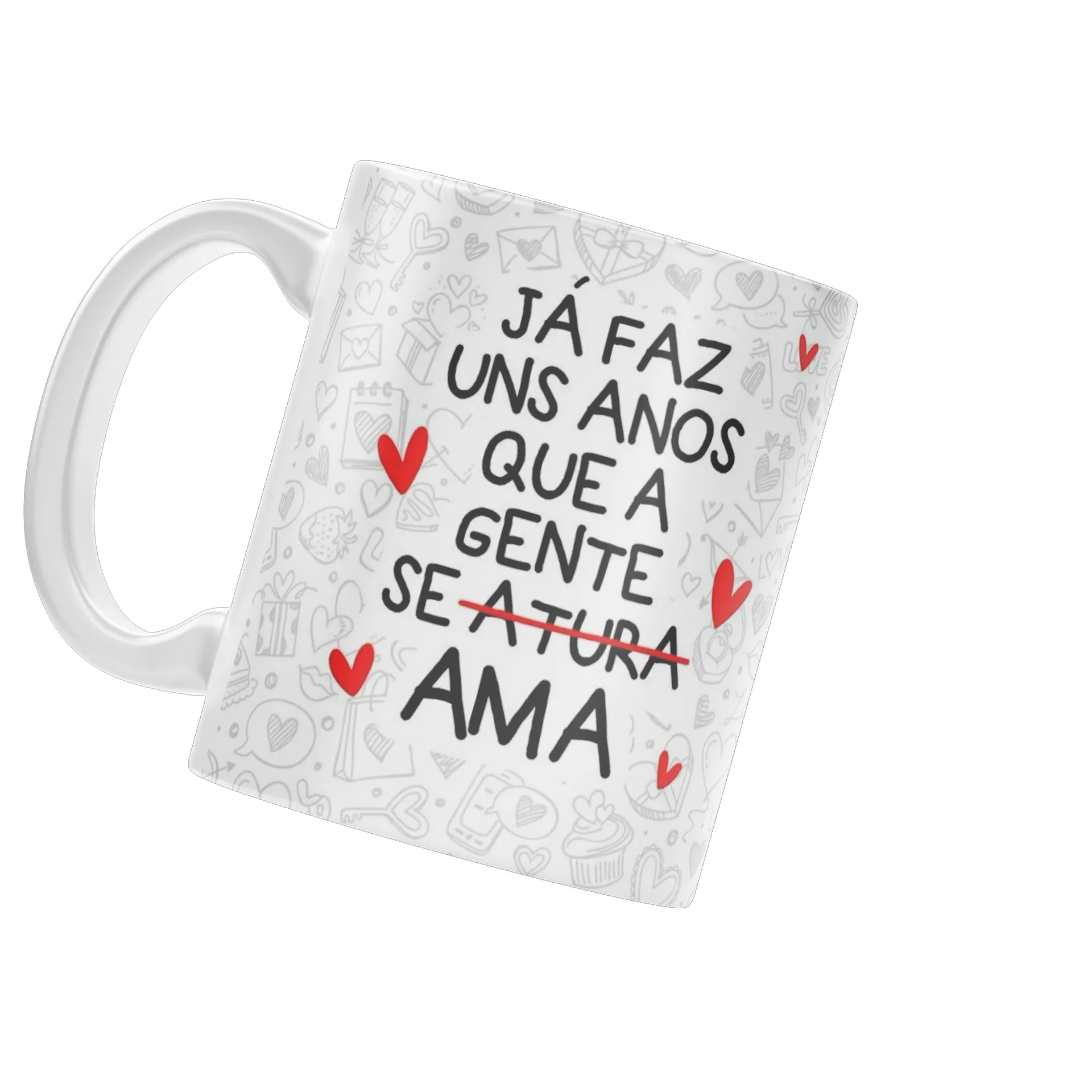 Caneca Porcelana Amor Coração 325ml de Molly personalizados