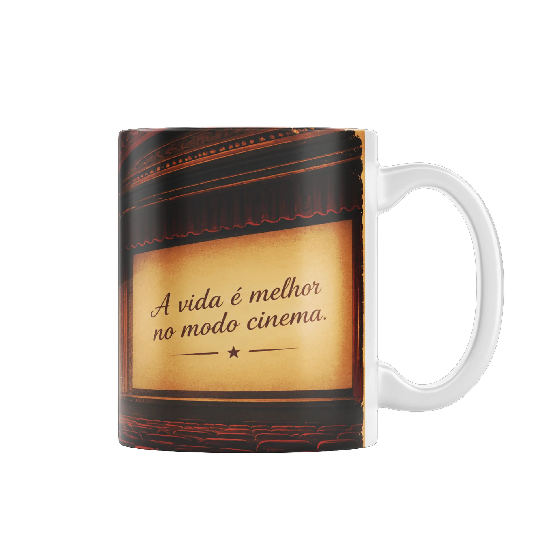 Caneca Cinema Vintage com Frase A Vida É Melhor 325ml - Imagem 3