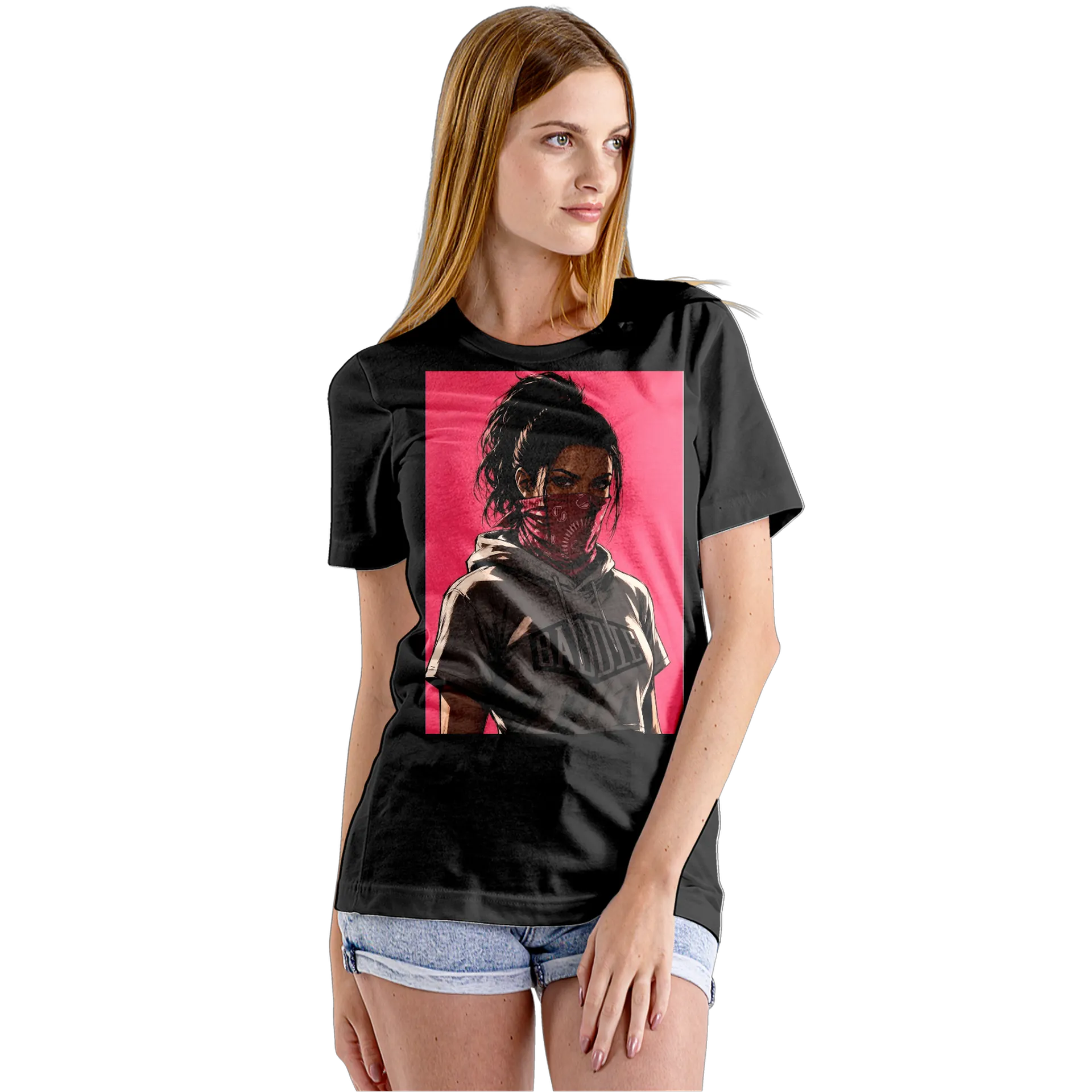 Camiseta Babylook Arte Anime Mulher de Bandana 100% Algodão - Imagem 5