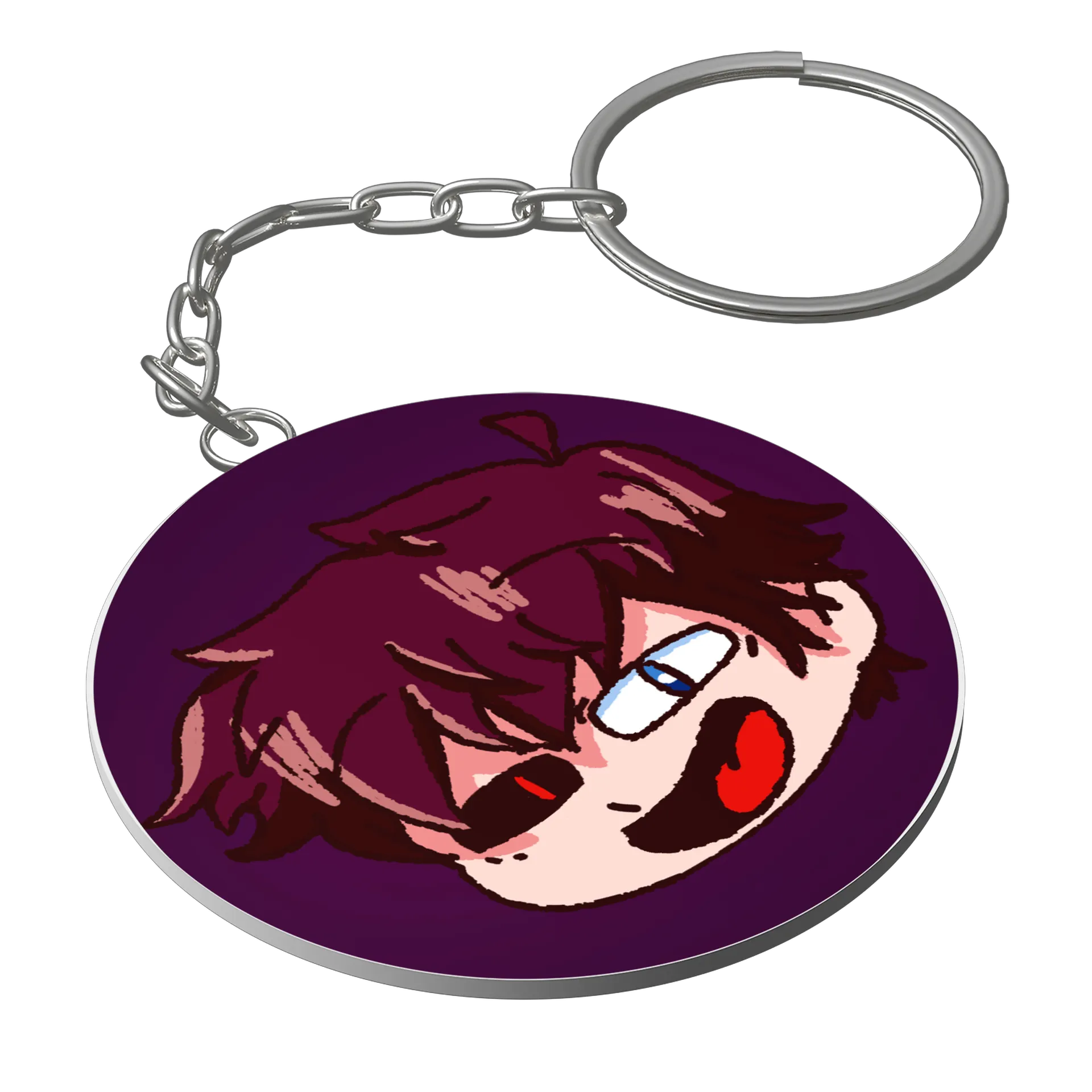 Chaveiro MDF Emote WX Rindo C/ Fundo Roxo - Imagem 1