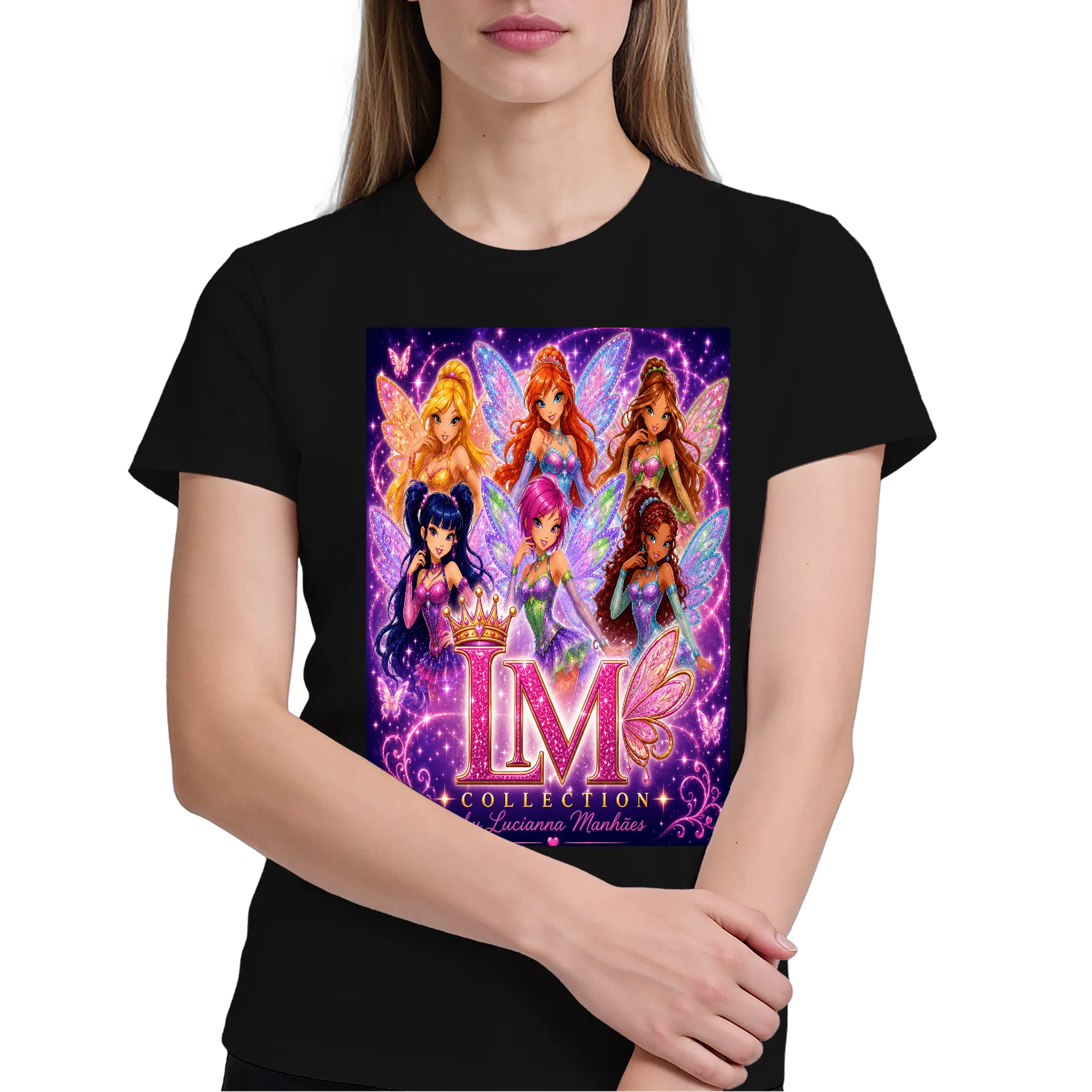 Camiseta Personalizada Estampa Preto e Roxo 100% Algodão - Imagem 4
