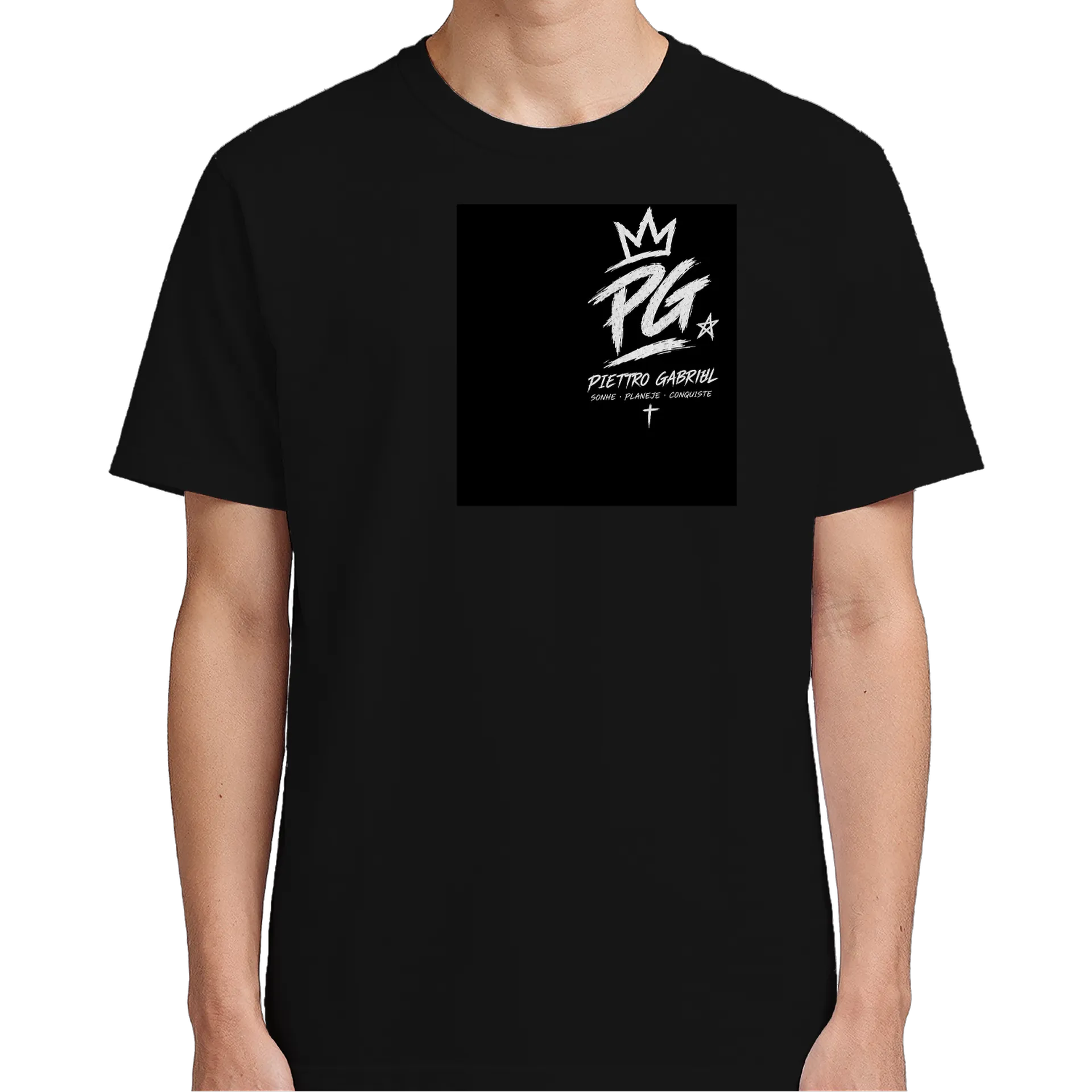 Camiseta Piettro Gabriel Estampa Preto 100% Algodão - Imagem 3