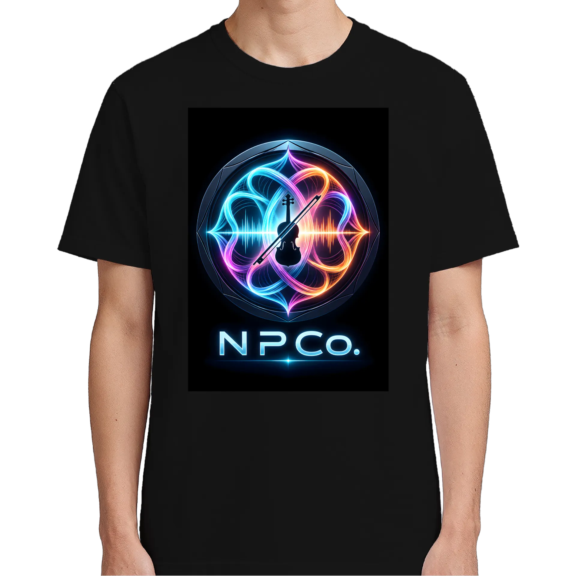 Camiseta NPC Logo Musical e Frase A IA Não Rouba a Música de Neural Pulse Co. — imagem 4 de 6