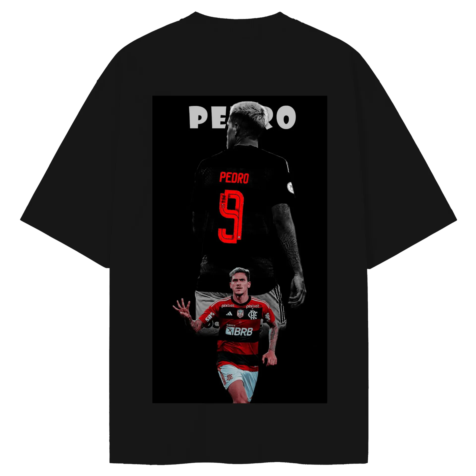 Camiseta Oversized Pedro 9 Flamengo Estampa Vermelha 100% - Imagem 1