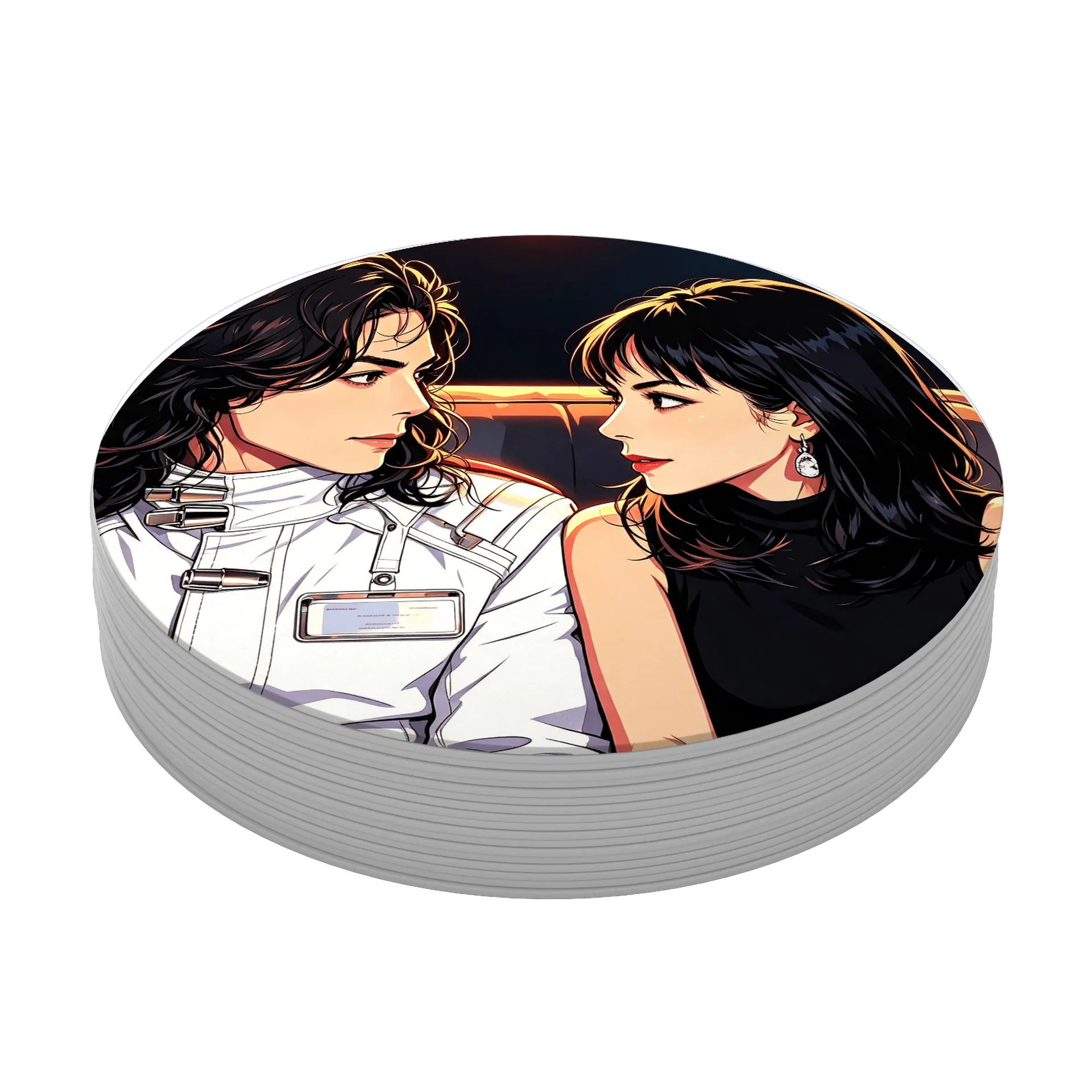 Porta-copo Ilustração Romance Futurista MDF - Imagem 4