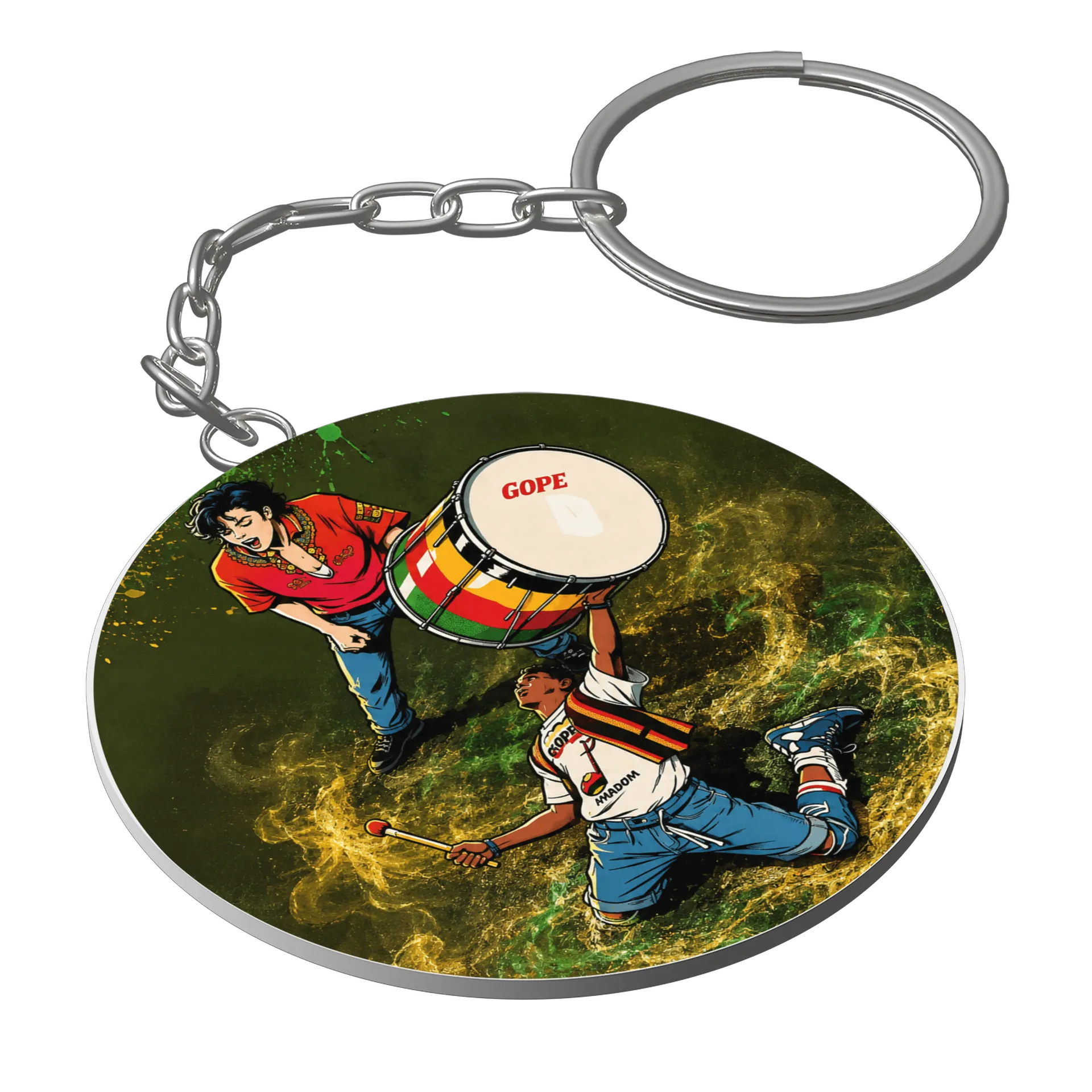 Chaveiro MDF Ilustração de Percussionistas com Bumbo e - Imagem 1