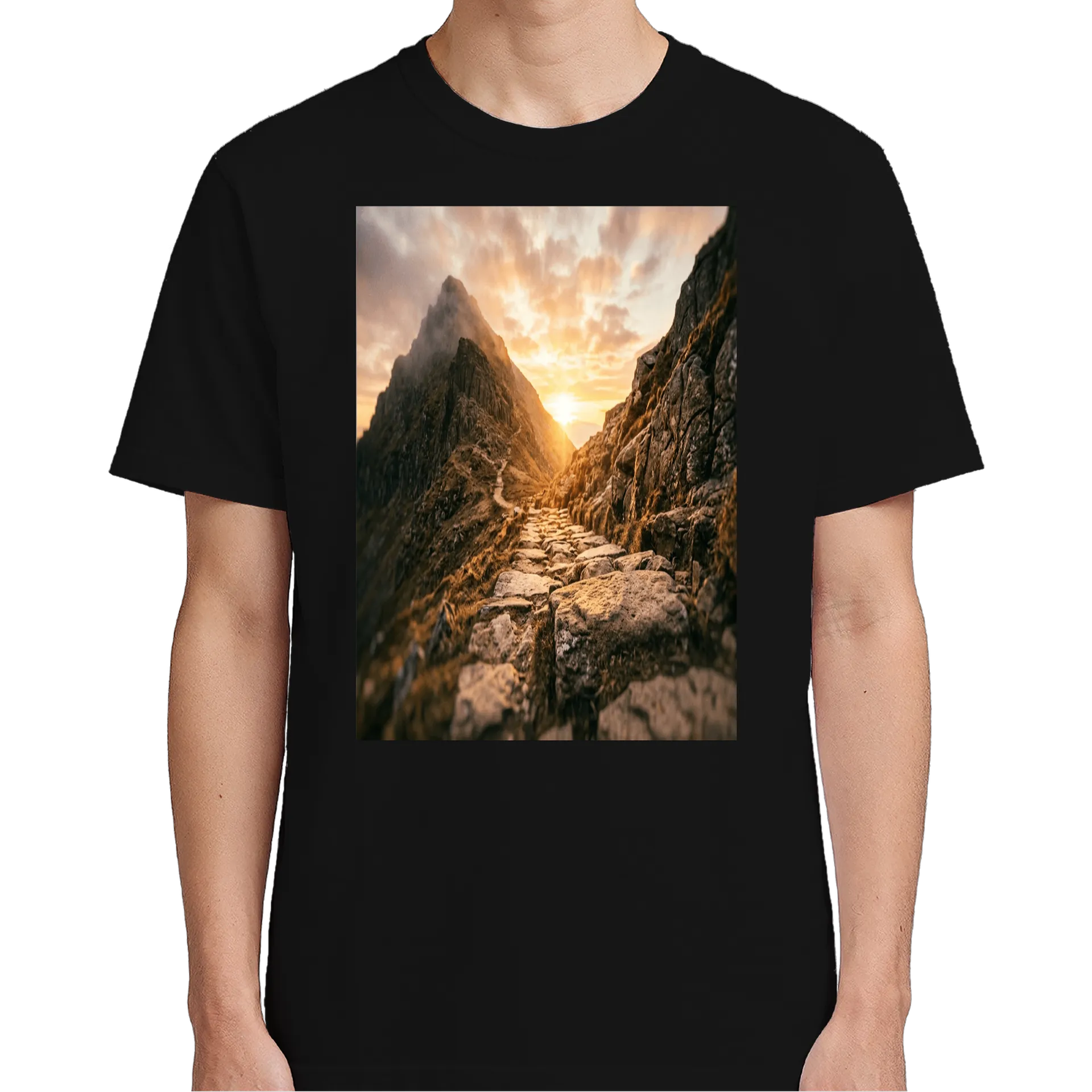 Camiseta Trilha de Montanha ao Pôr do Sol 100% Algodão - Imagem 4