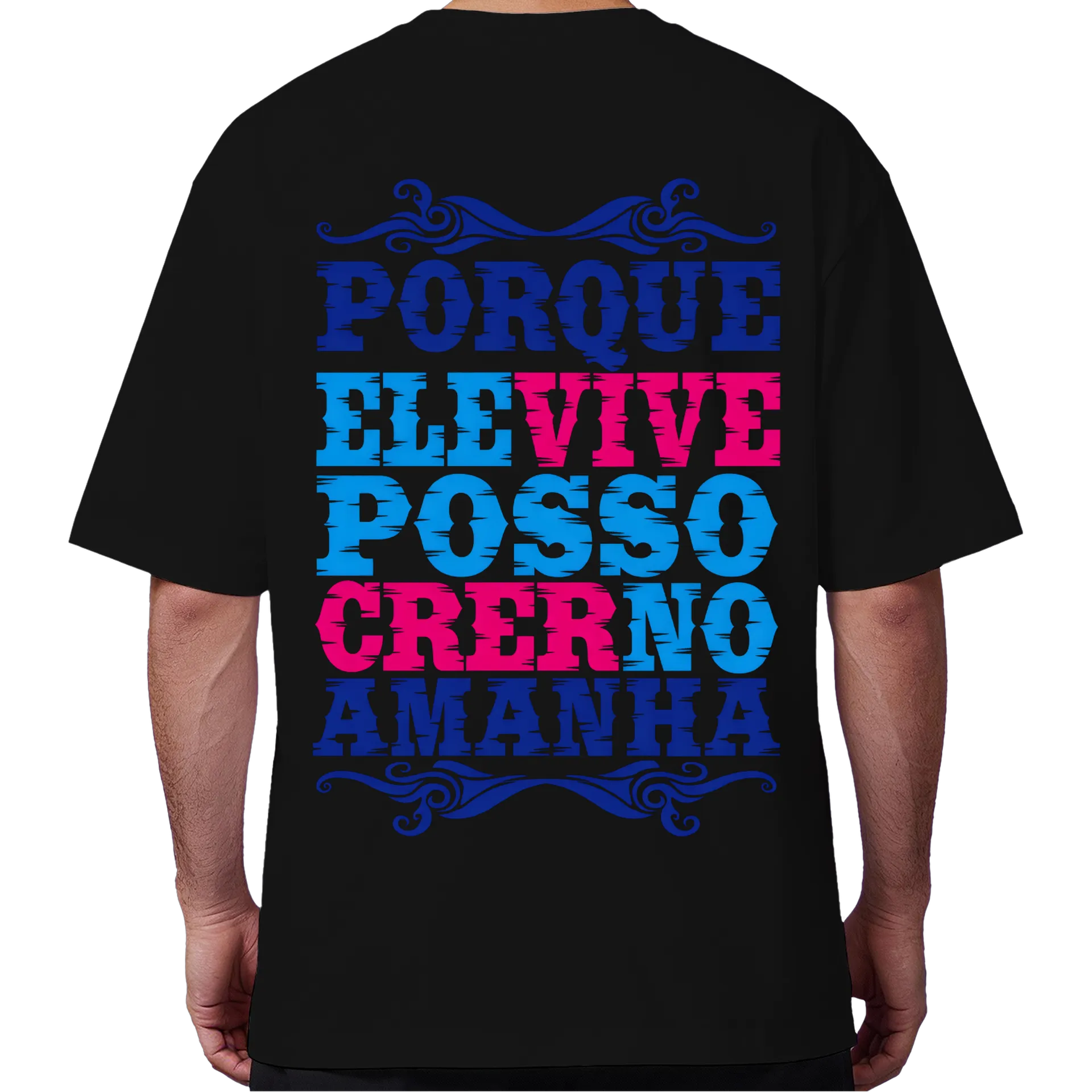 Camiseta Oversized Estampa Tipográfica Porquê Ele Vive de psbwellington — imagem 6 de 6
