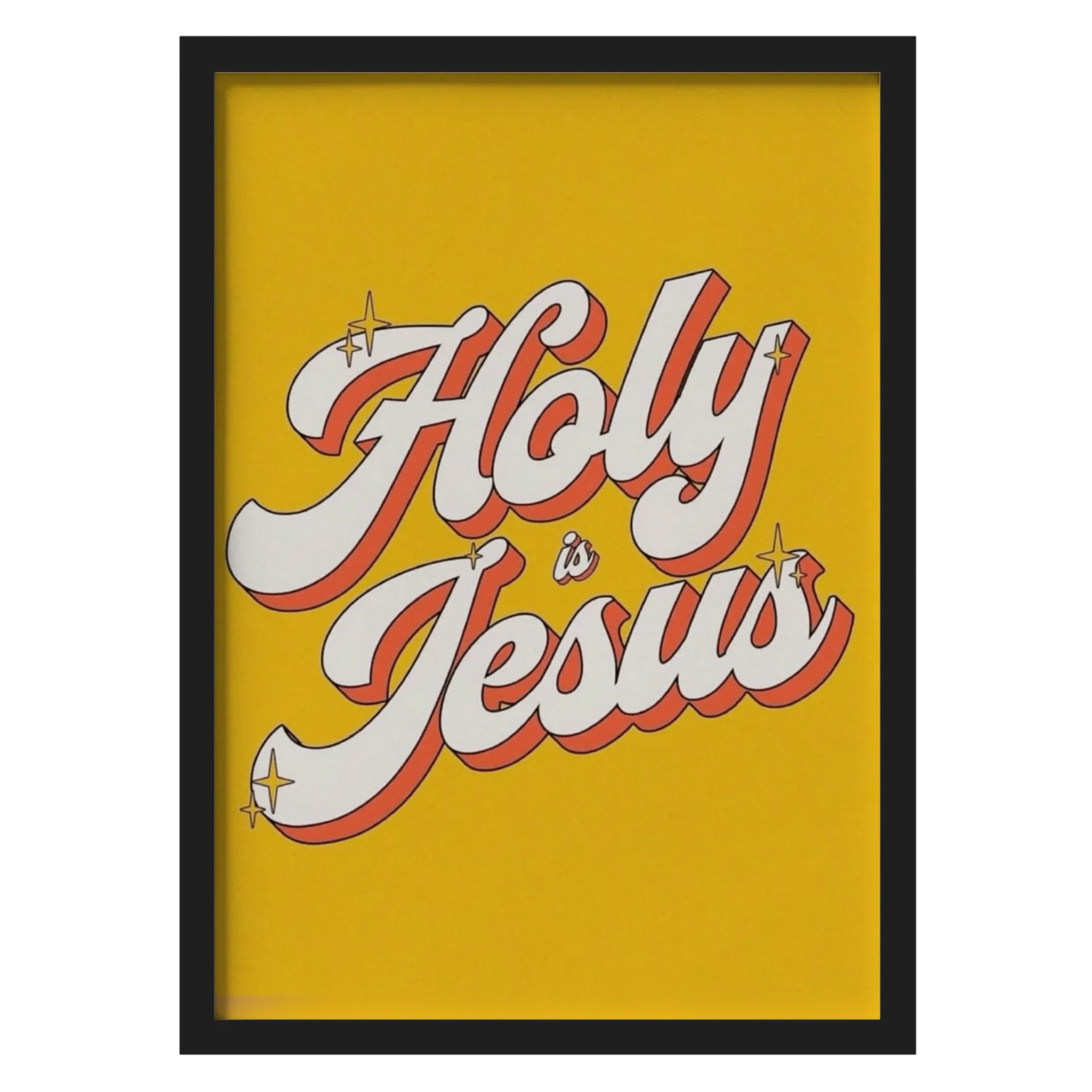 Quadro Holy is Jesus Amarelo A3 MDF e Vidro de Teologia Entusiasta — imagem 1 de 3