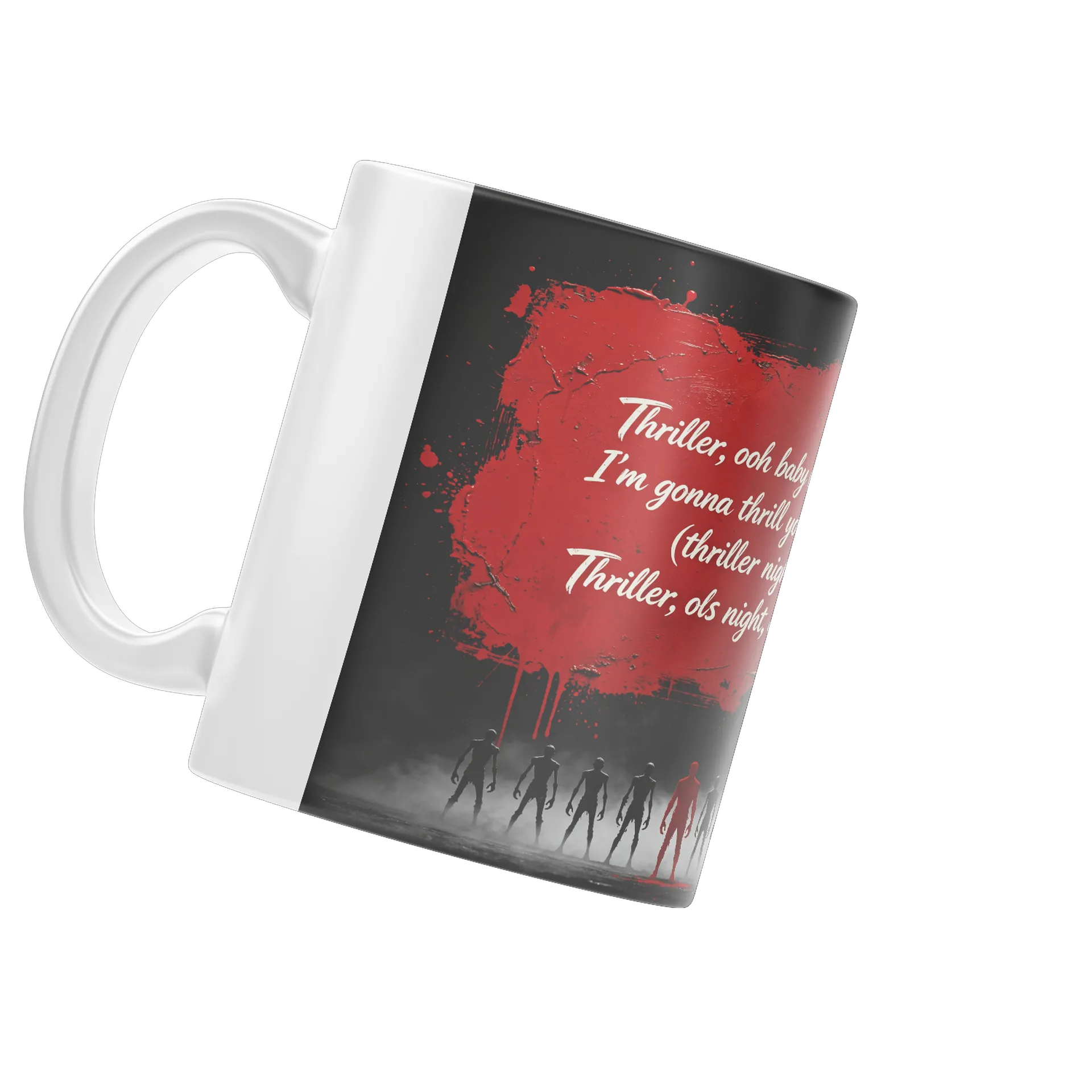 Caneca Camiseta Estampa Thriller Letra Vermelho 325ml - Imagem 3