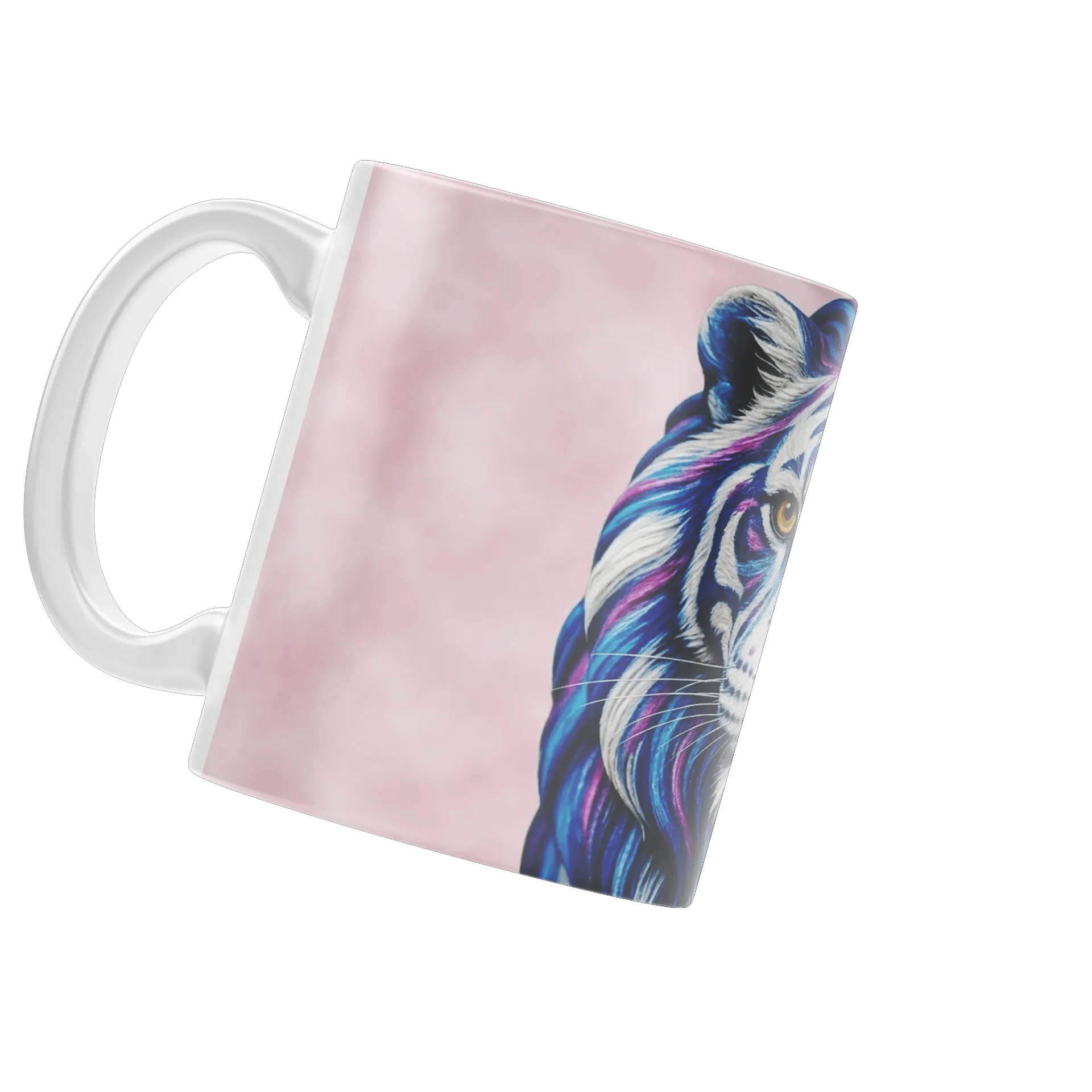 Caneca Porcelana Tigre Azul Rosa 325ml - Imagem 3
