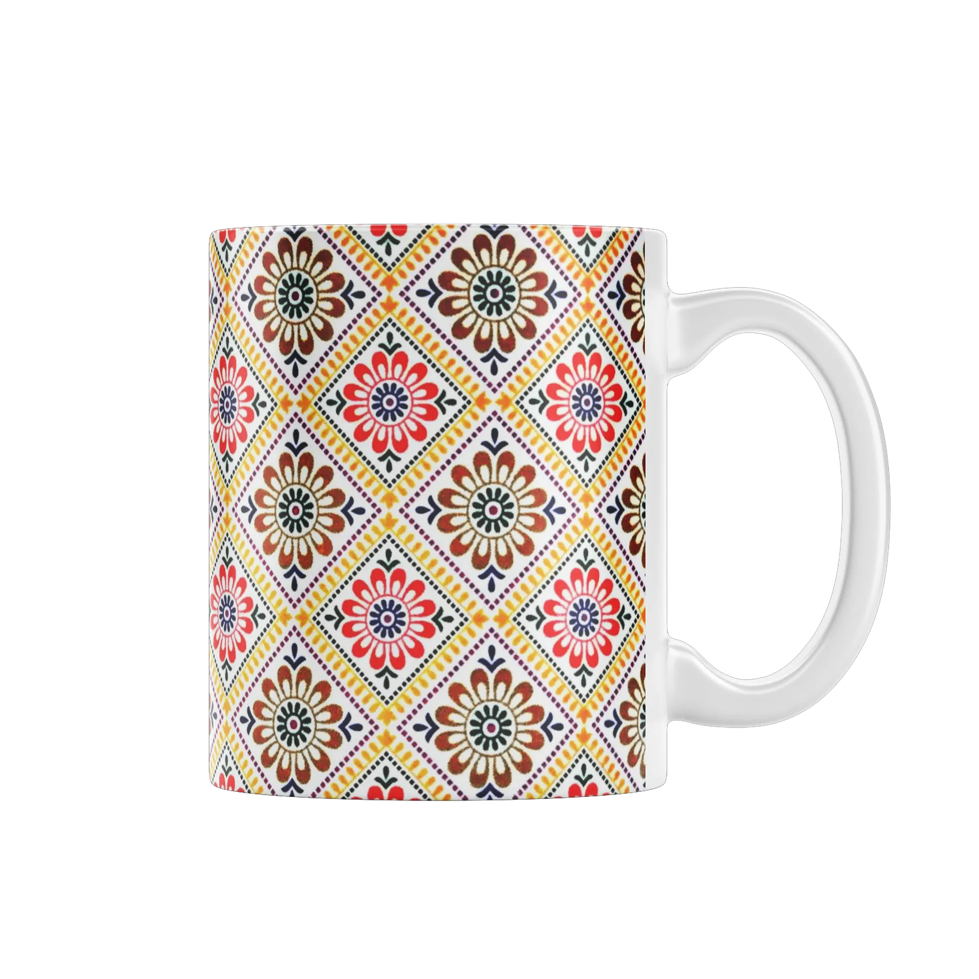 Caneca Porcelana Abstrata Floral Geométrico 325ml - Imagem 1