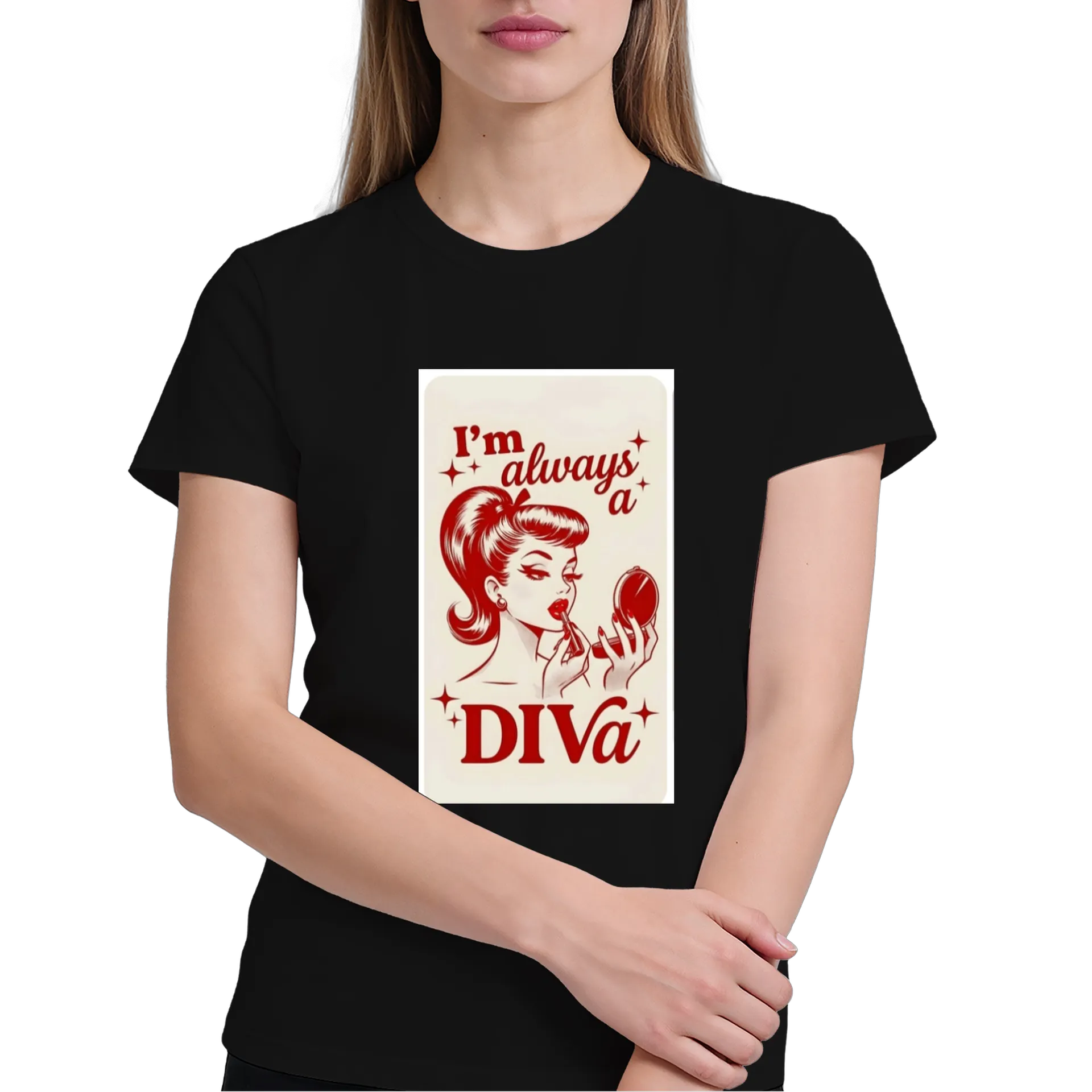 Camiseta Estampa Retrô 'I'm always a Diva' 100% Algodão - Imagem 3