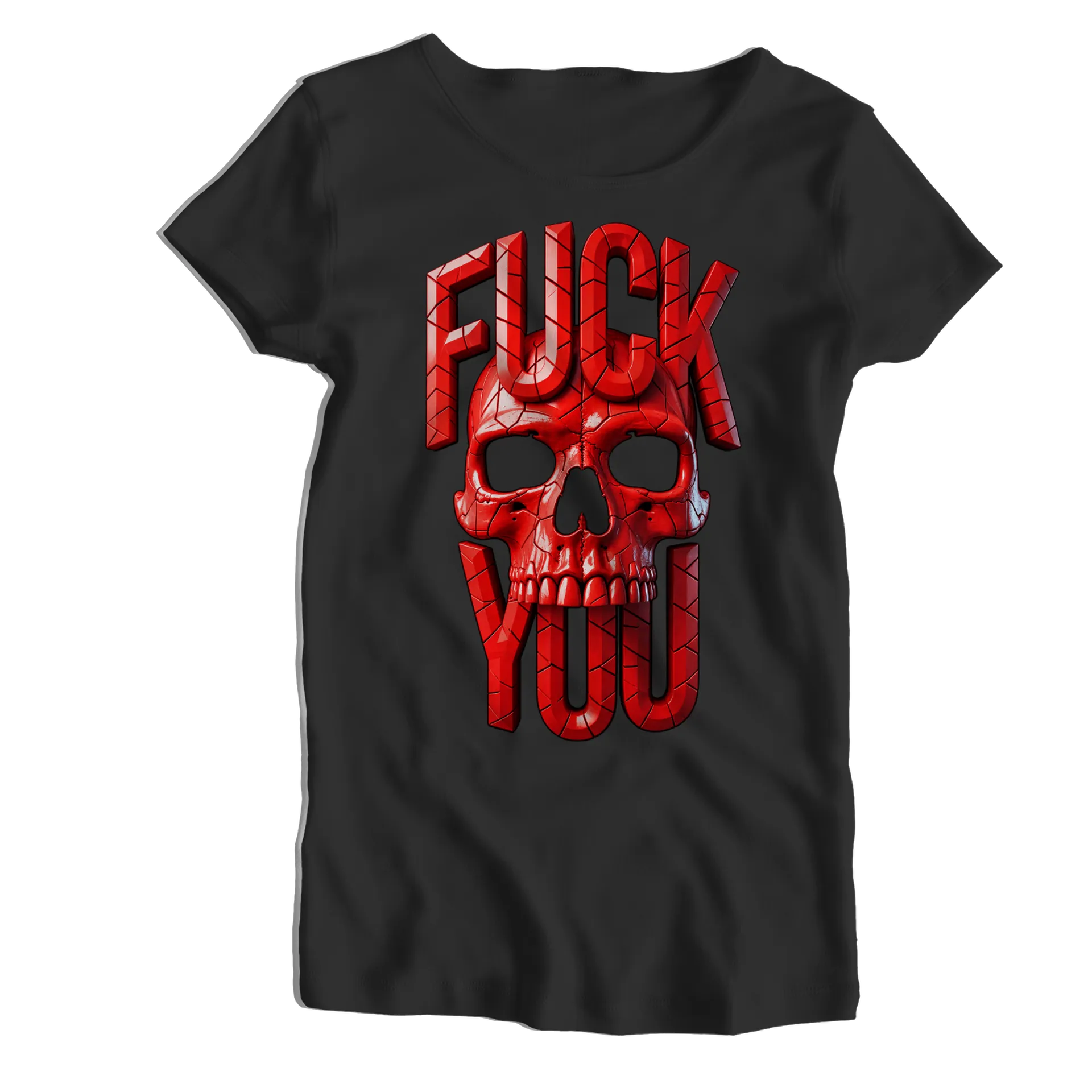 Camiseta Babylook Caveira Vermelha Tipografia Rock 100% - Imagem 1