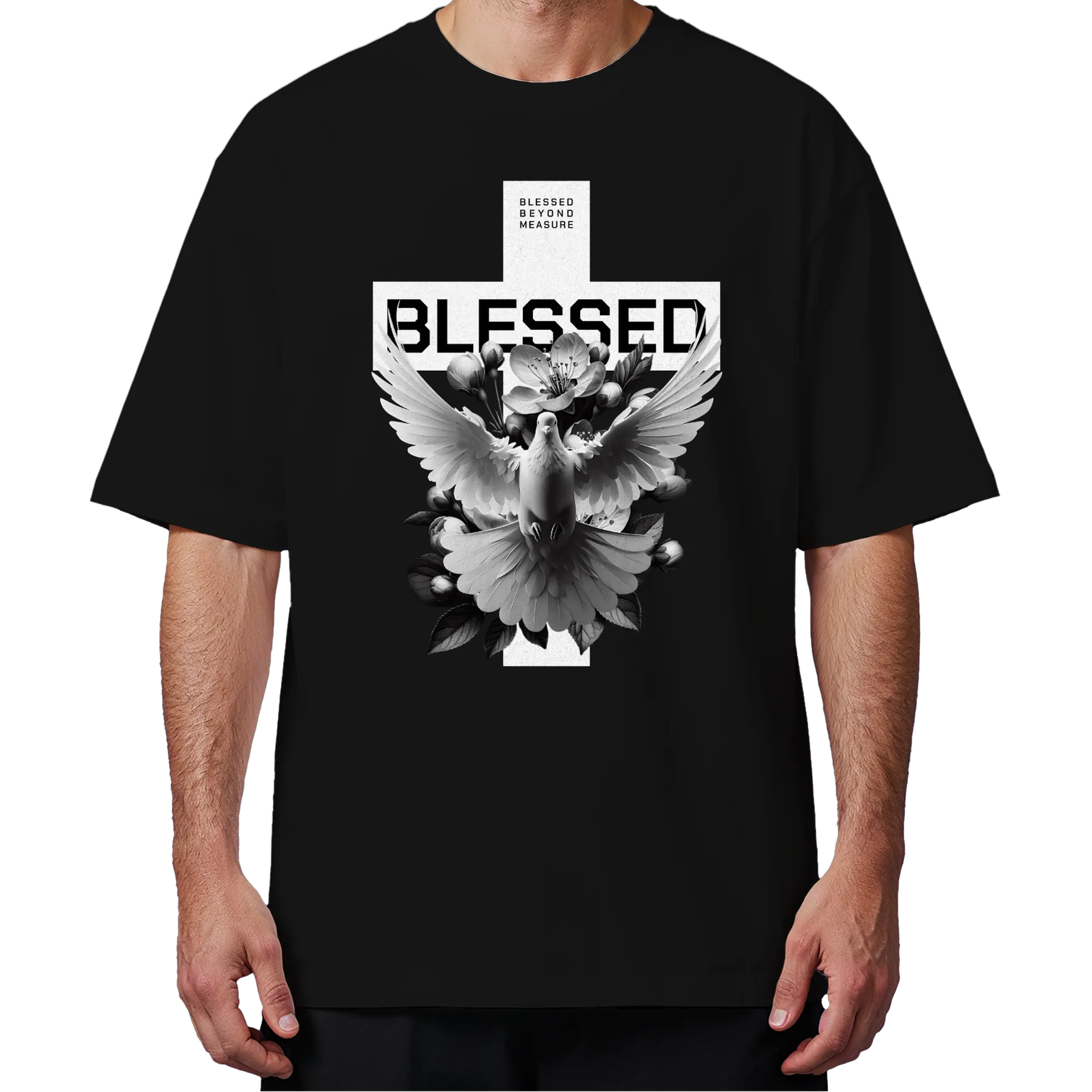 Camiseta Oversized Pássaro Branco Estampa Tipográfica Preto - Imagem 4