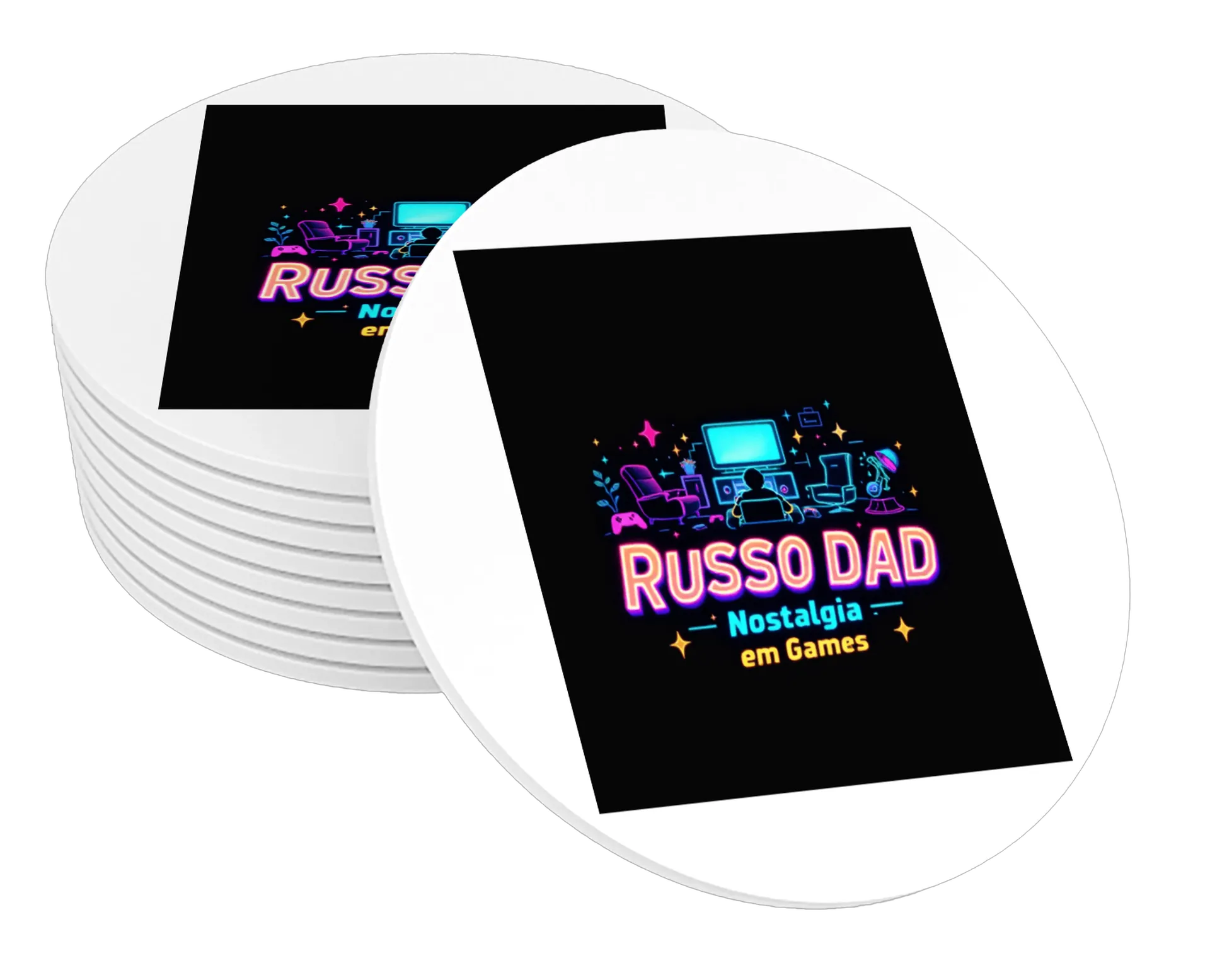 Porta-copo MDF Tema Nostalgia em Games neon colors de Russo Dad Nostalgia em Games — imagem 1 de 3