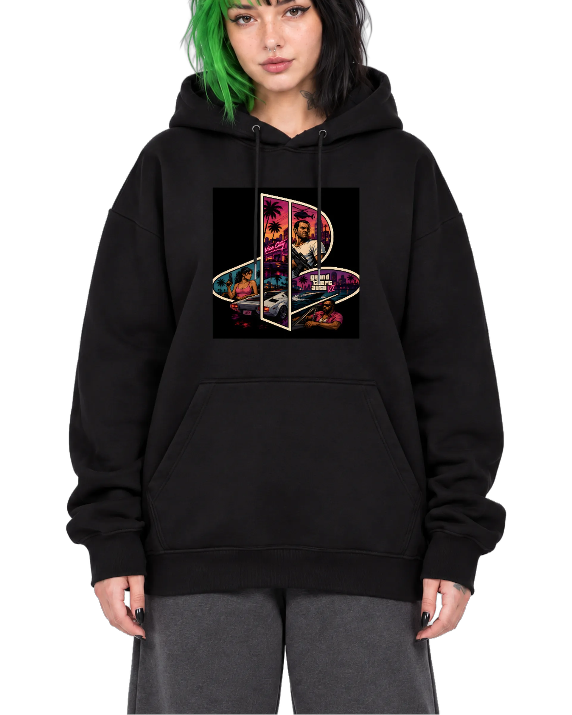 Blusa Moletom Canguru Grand Theft Auto VI Arte em - Imagem 1