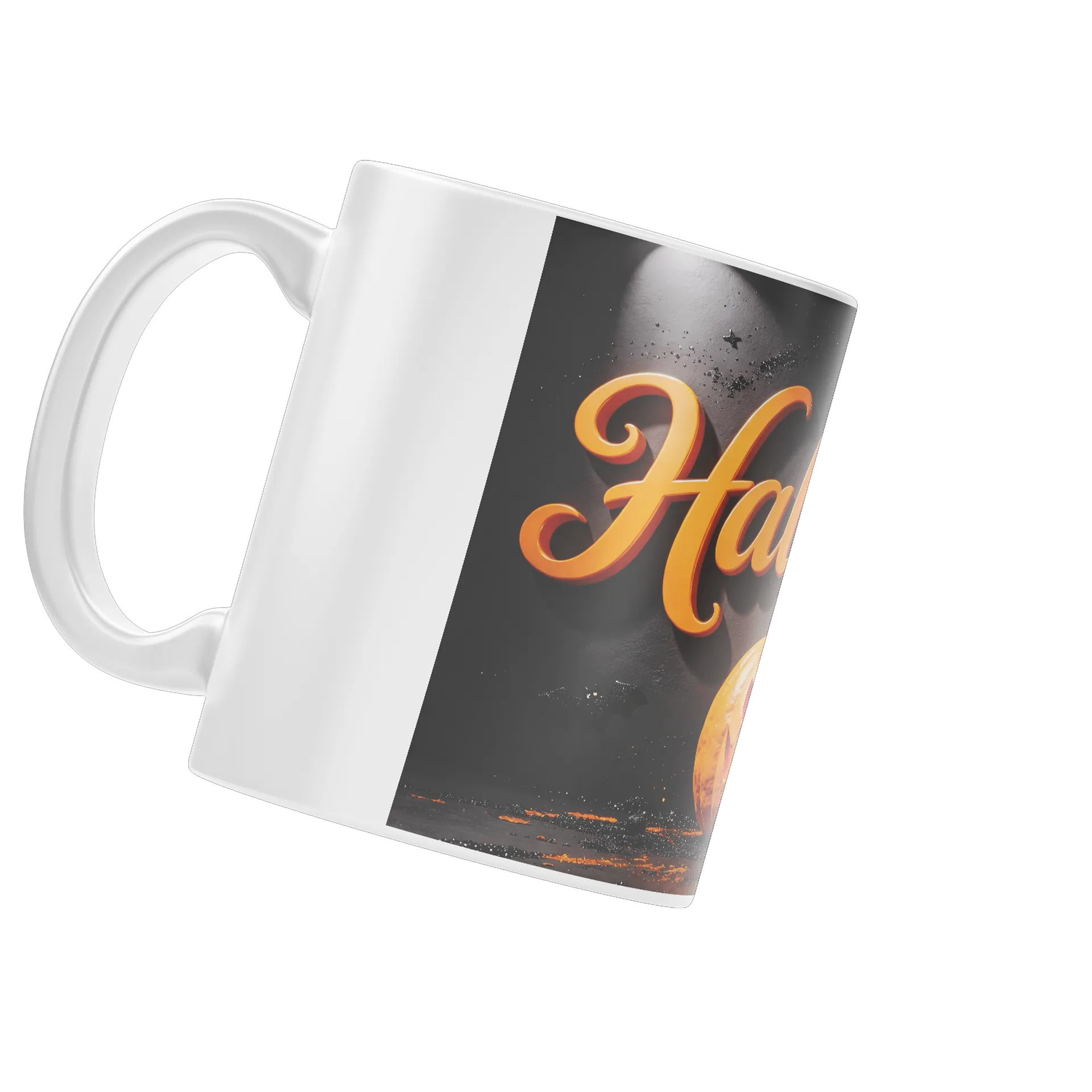 Caneca Halloween Abóbora Macabra Tipografia Laranja 325ml - Imagem 3
