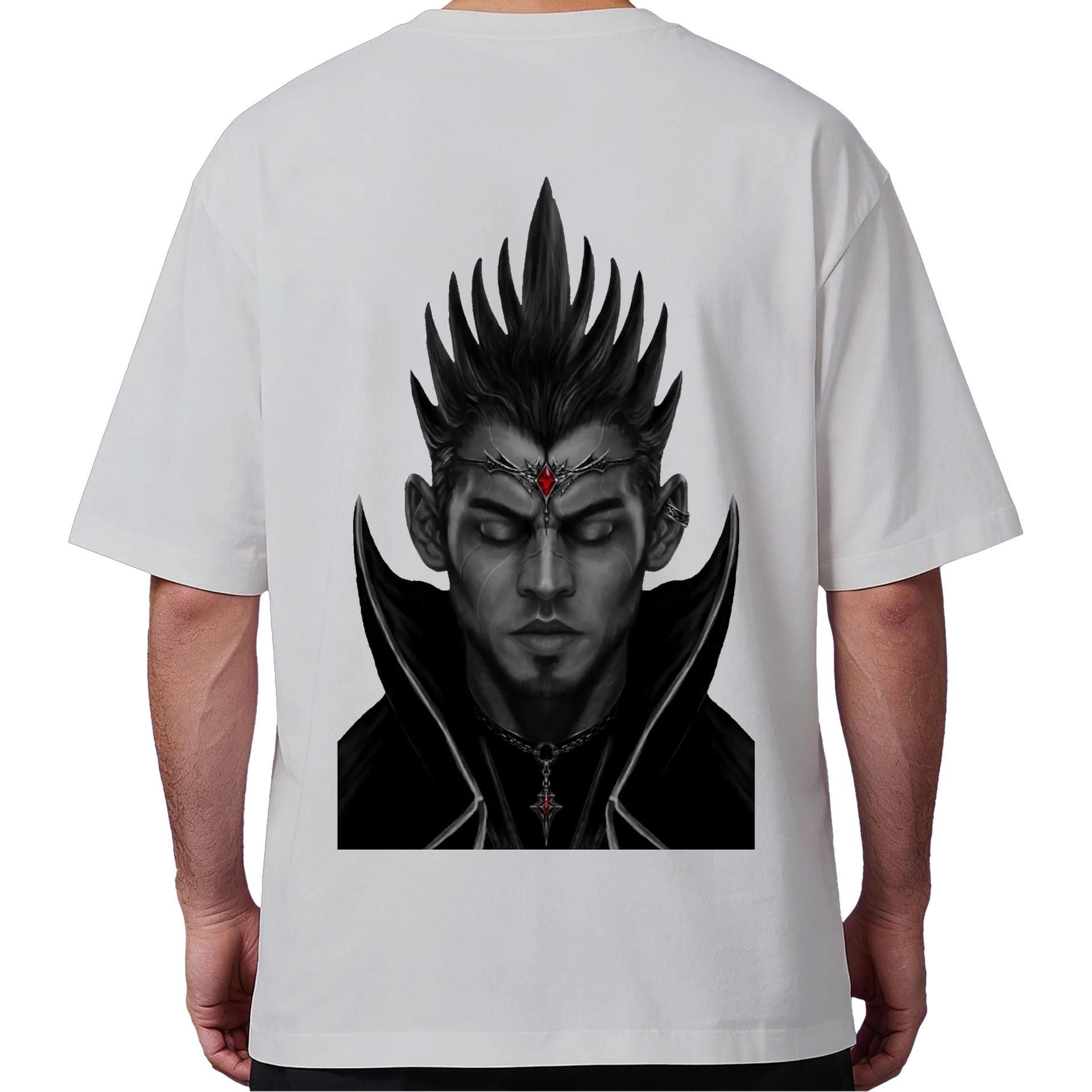 Camiseta Oversized Retrato de um homem em Tons de Cinza - Imagem 1