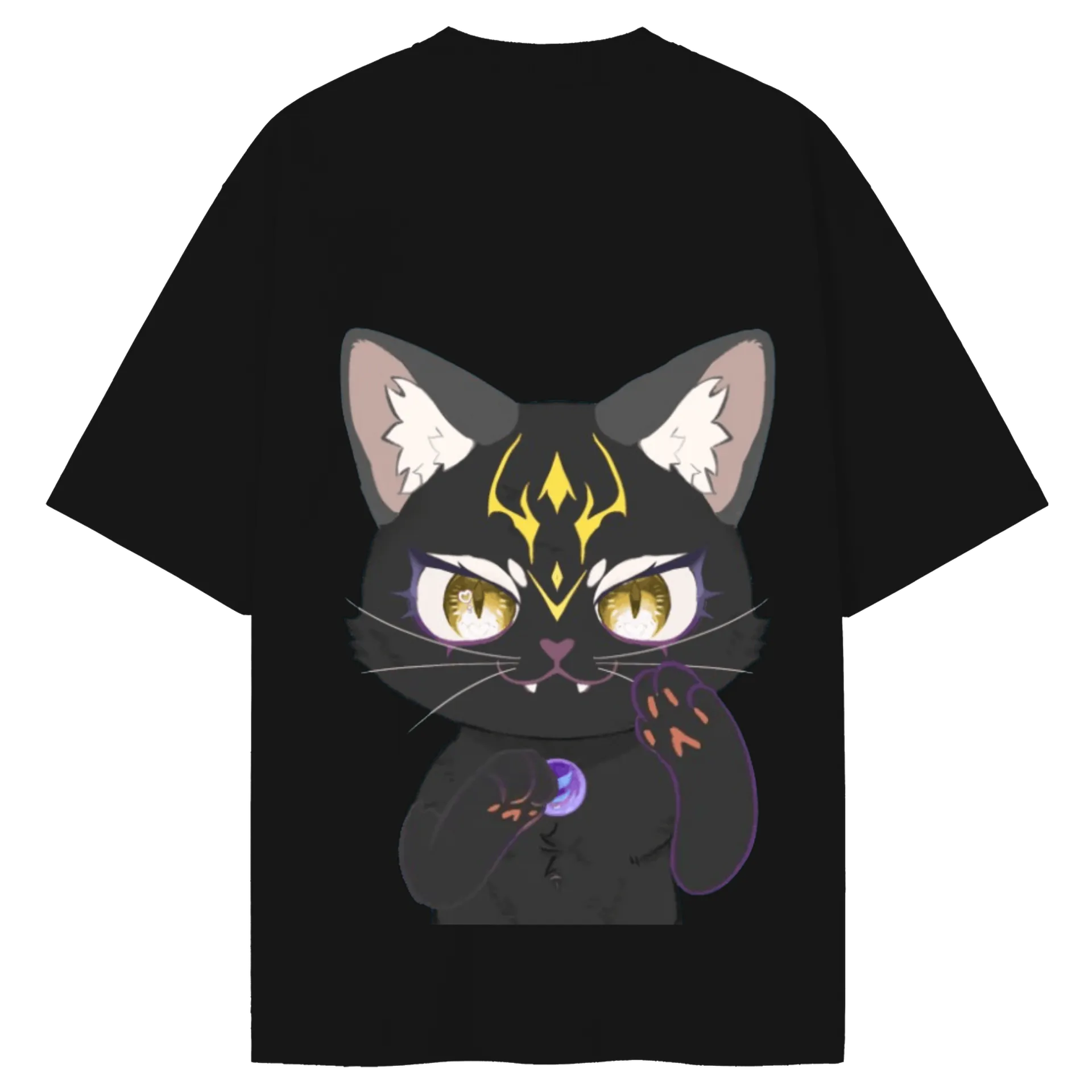 Camiseta Oversized Gato Astral Preto 100% Algodão de Lady Siam — imagem 2 de 6