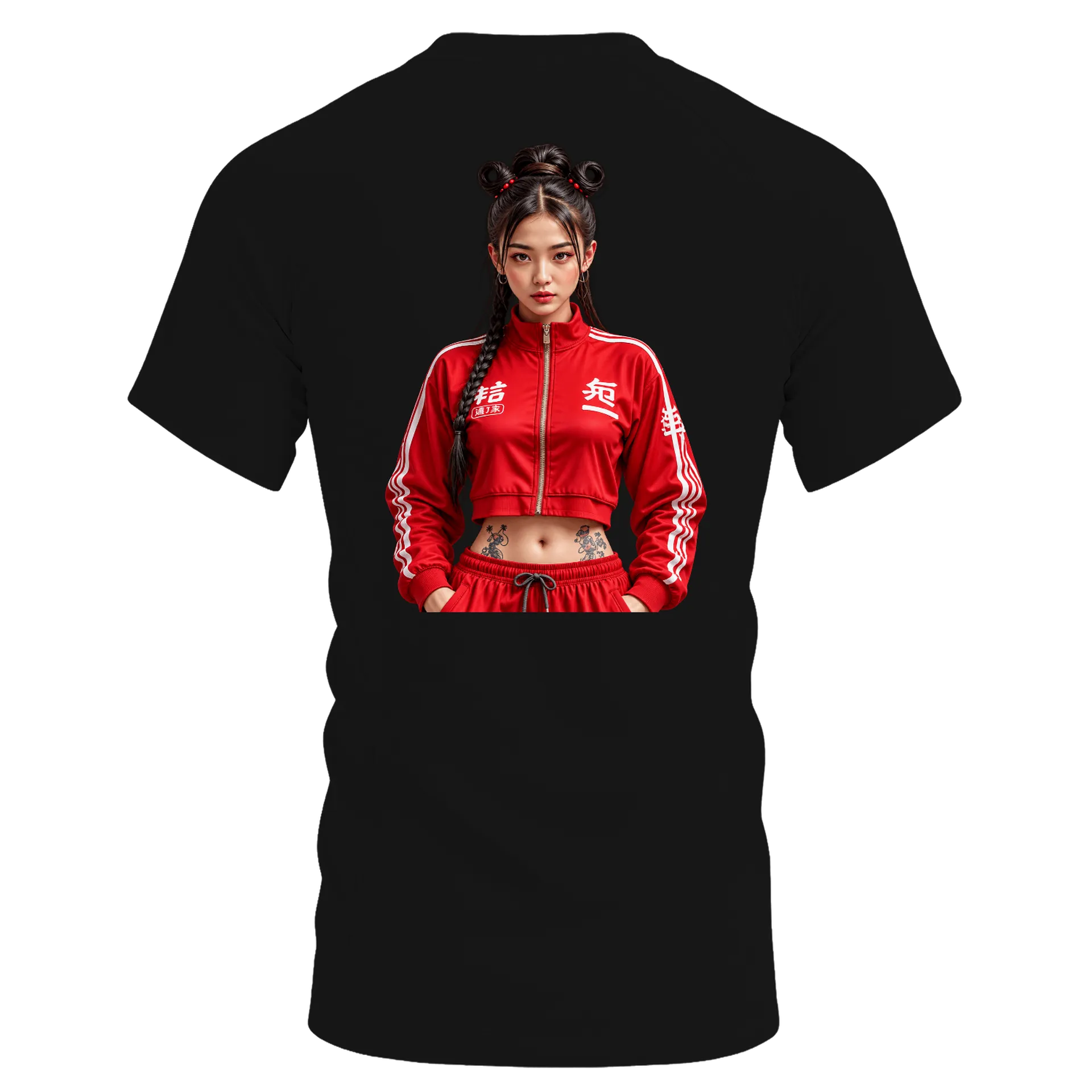 Camiseta Dry Fit Retrato Feminino Jaqueta Vermelha Esportiva - Imagem 2