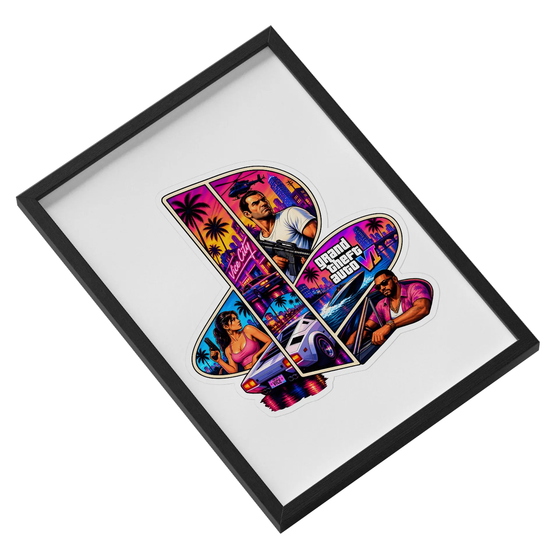 Quadro GTA Vice City A3 com Vidro - Imagem 2