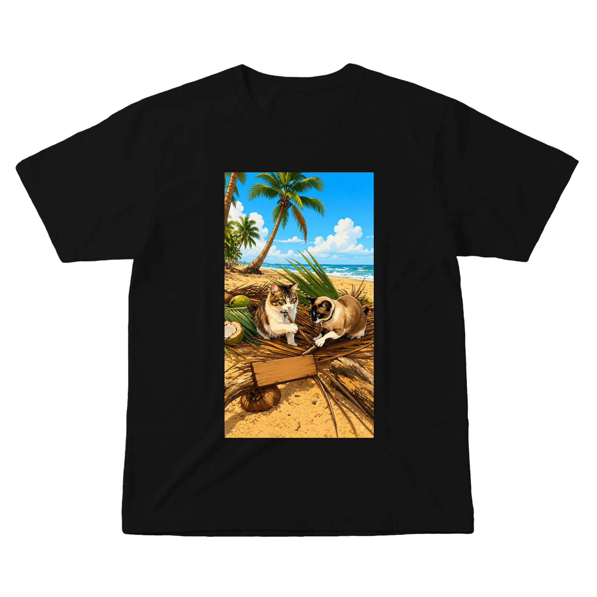 Camiseta gatos na praia - Imagem 1