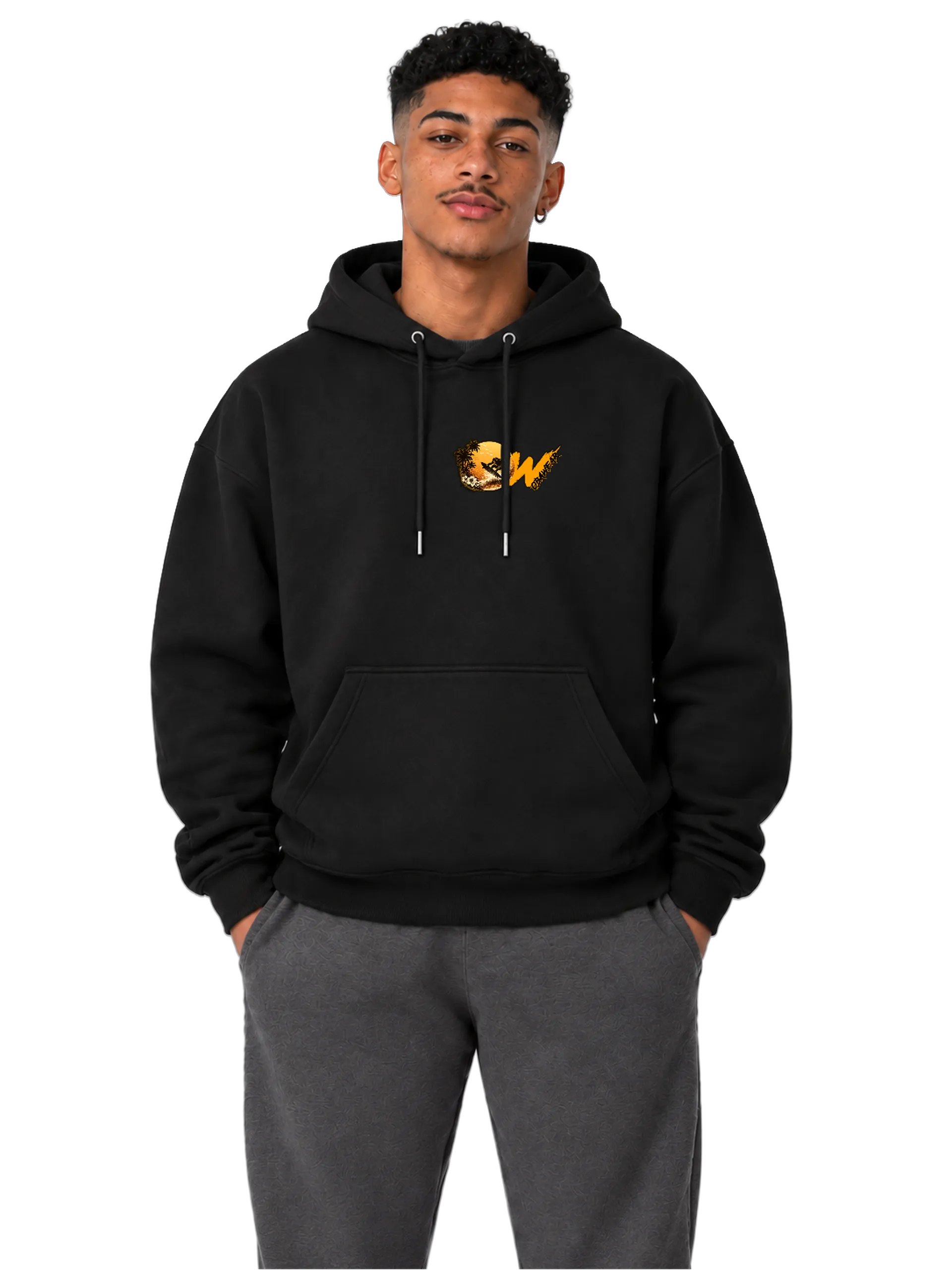 Blusa Moletom Estampa Surf Sunset com Canguru Preto - Imagem 3
