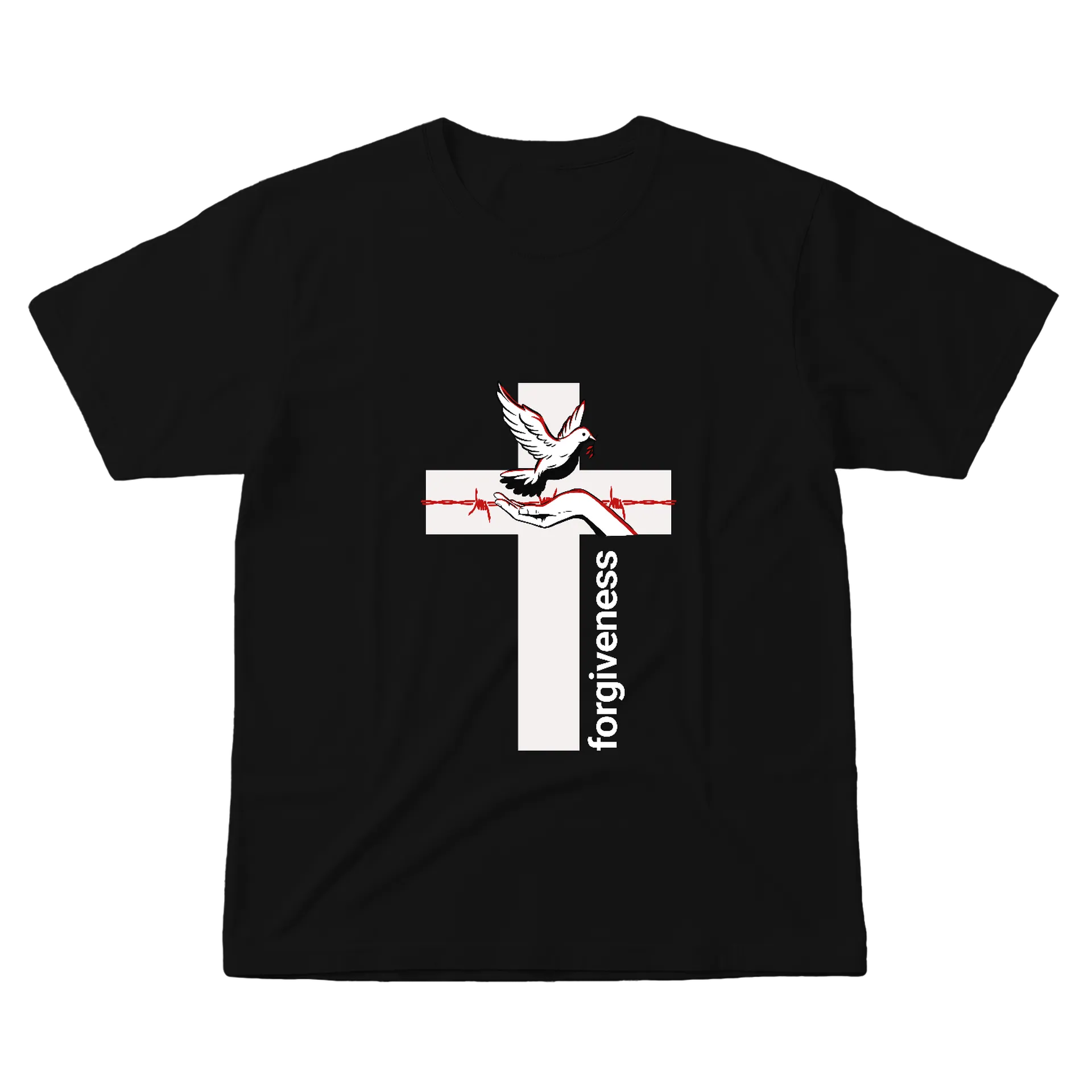 Camiseta Pássaro Branco e Cruz 100% Algodão - Imagem 1