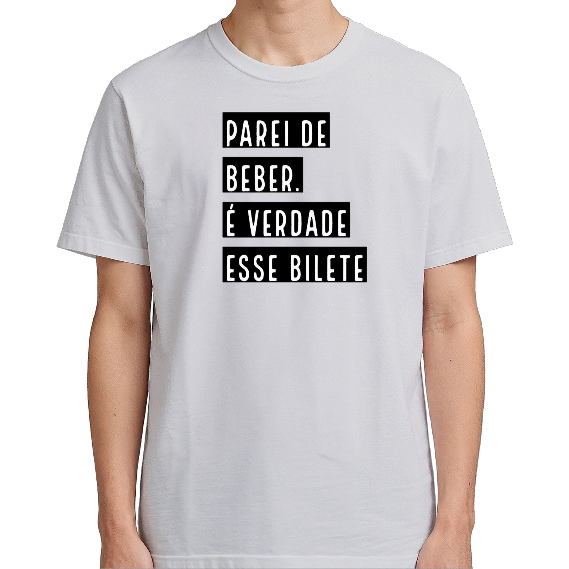 Camiseta Estampa Tipográfica Parei de Beber 100% Algodão - Imagem 5