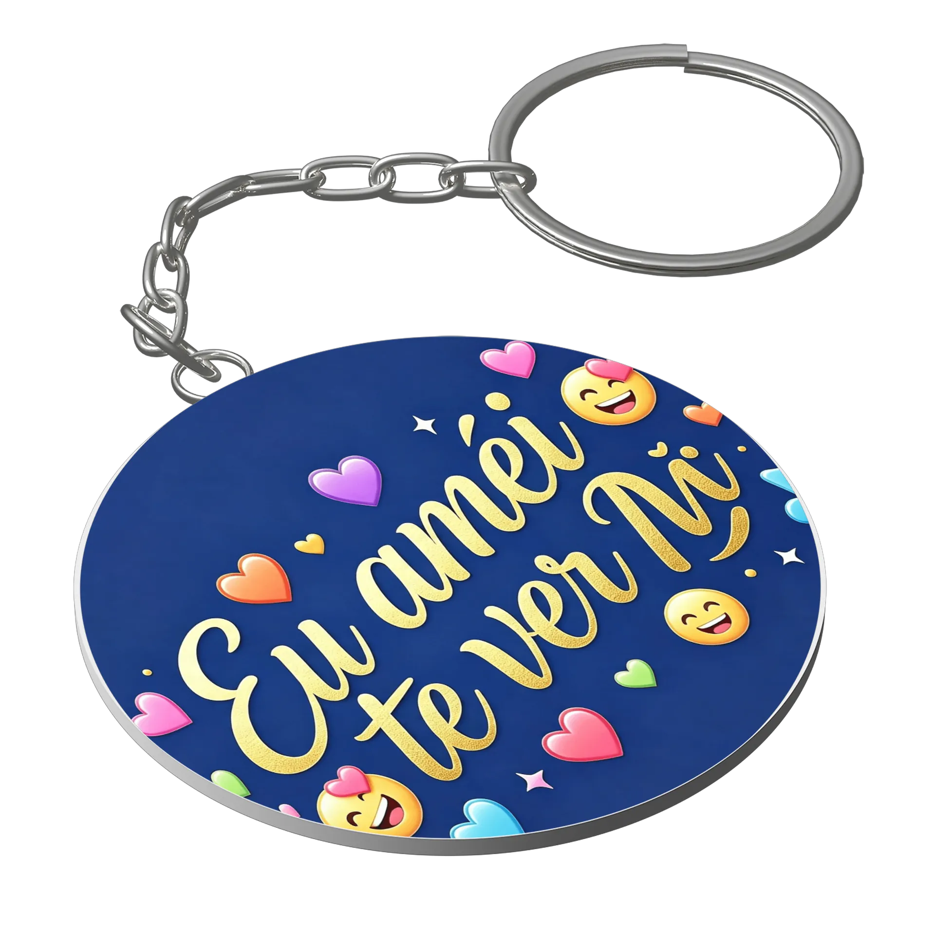 Chaveiro MDF Estampa Emoji Corações Amarelos Neon - Imagem 1