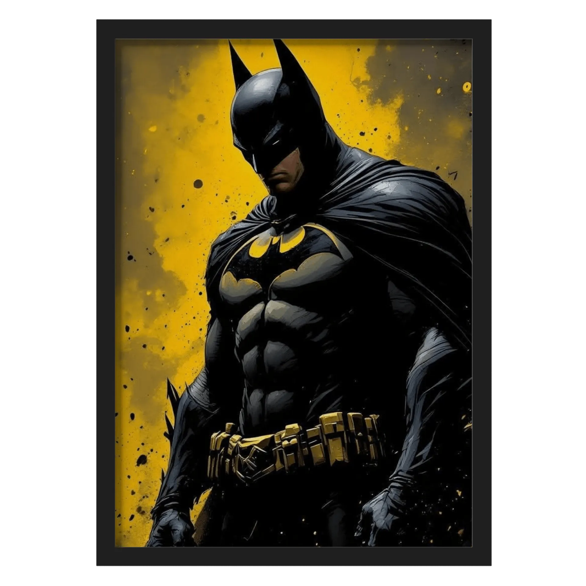 Quadro Batman em Estilo de Quadrinhos Amarelo e Preto A3 - Imagem 1