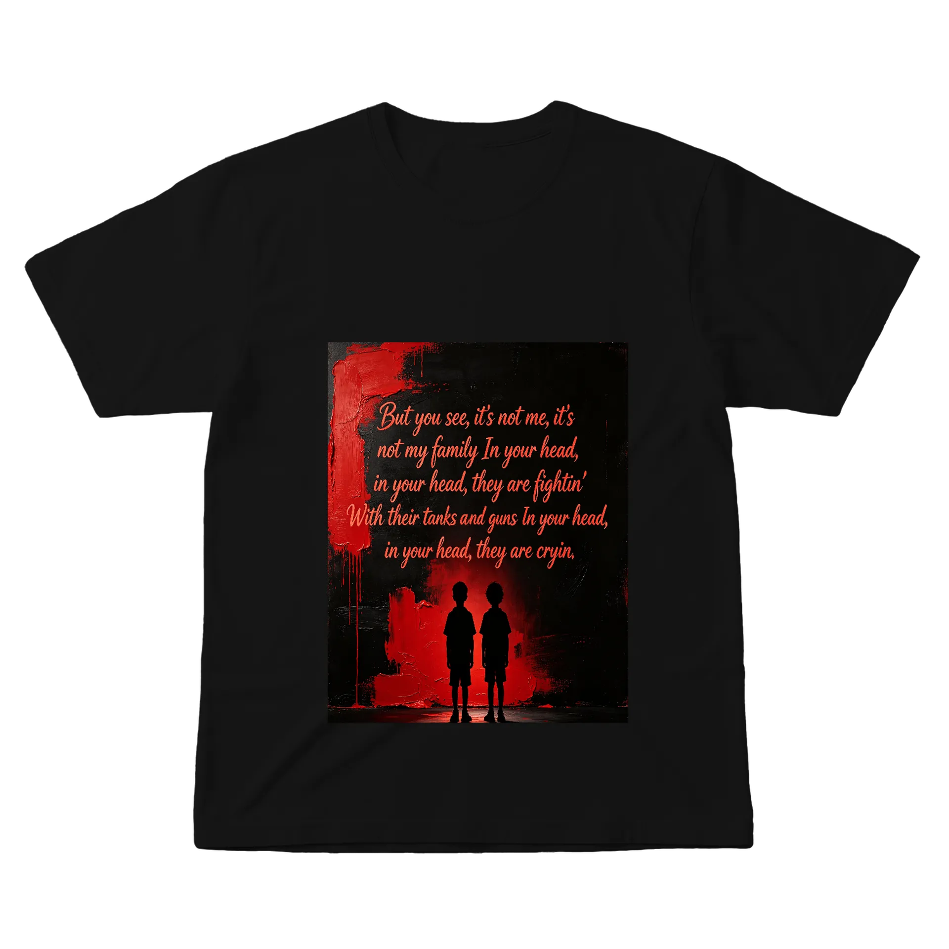 Camiseta Silhuetas Crianças Vermelho 100% Algodão - Imagem 1
