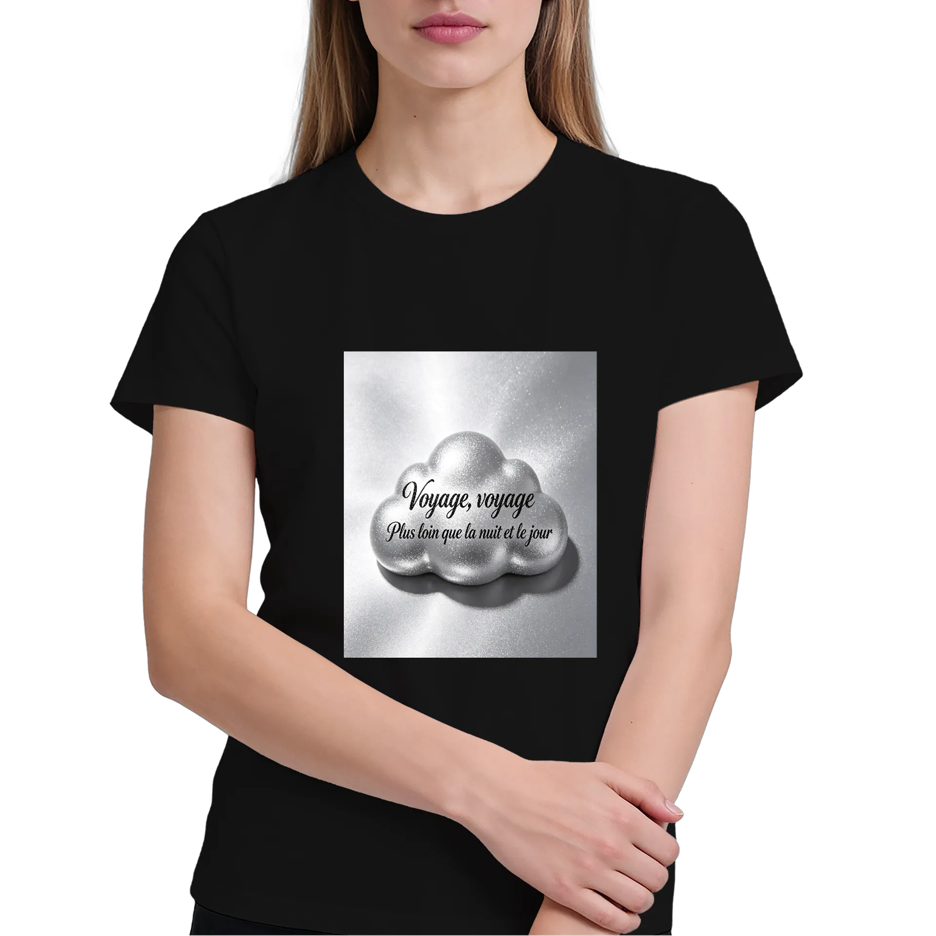 Camiseta Silhueta Nuvem Estampa Textual em Branco? No, - Imagem 3